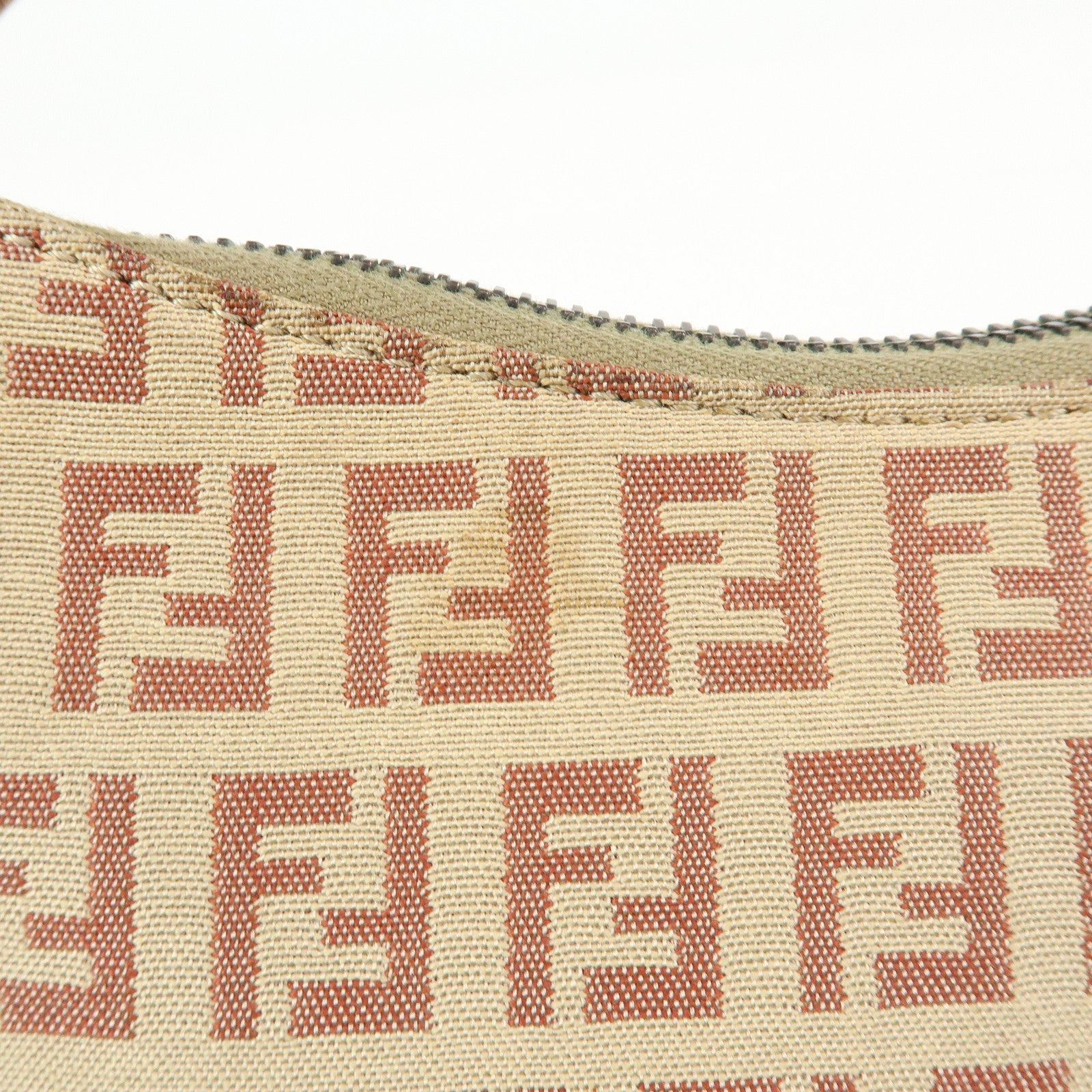 FENDI Zucchino Canvas Leather Hand Bag Beige Pink 8BR248