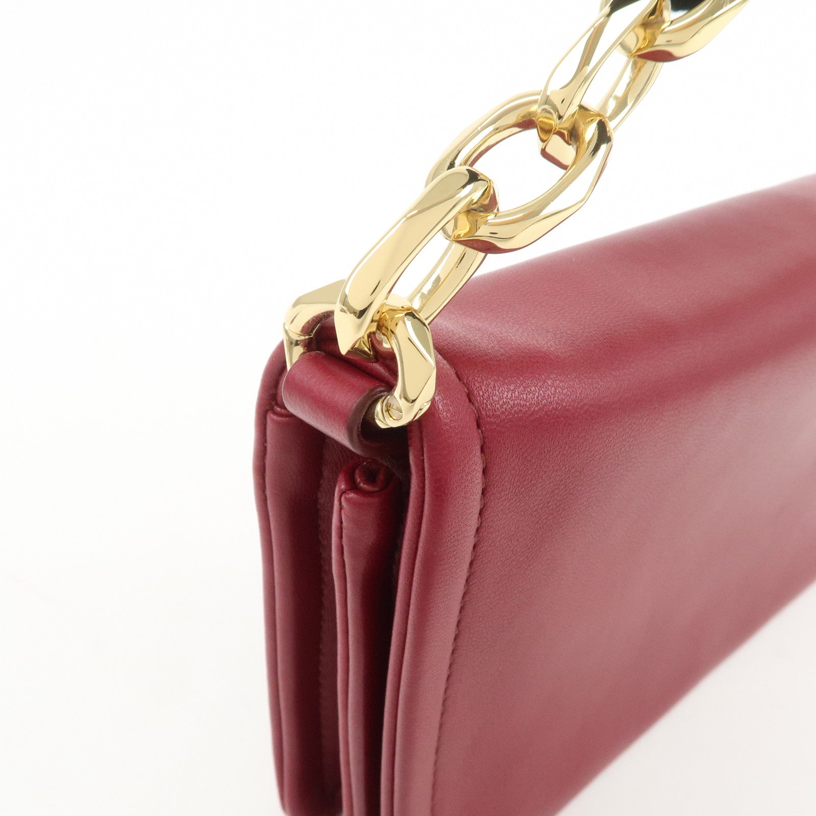 VALENTINO Leather 2Way Bag Shoulder Bag Hand Bag Wine Red