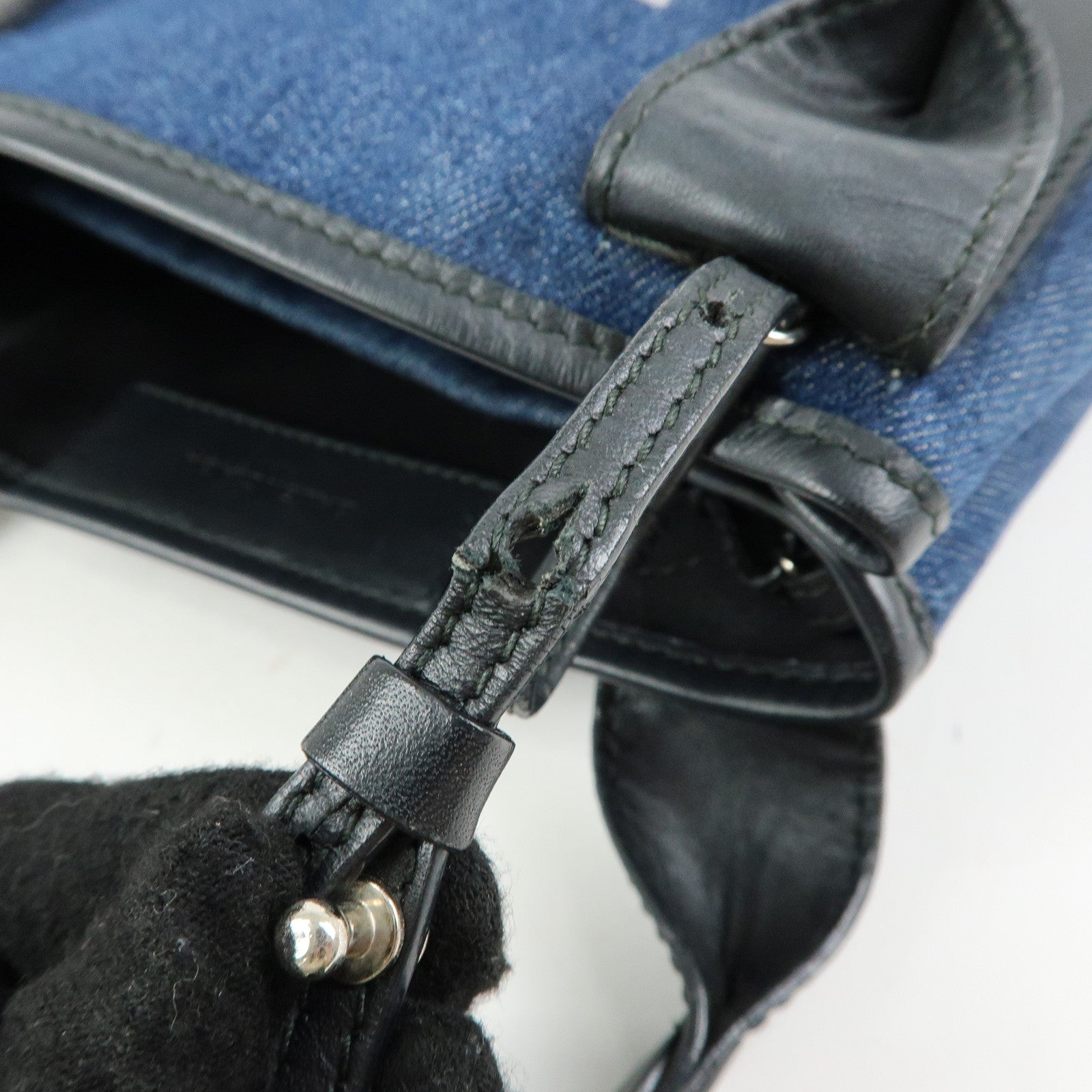 BALENCIAGA Baby Cabas Denim 2Way Bag Hand Shoulder Bag Blue Black