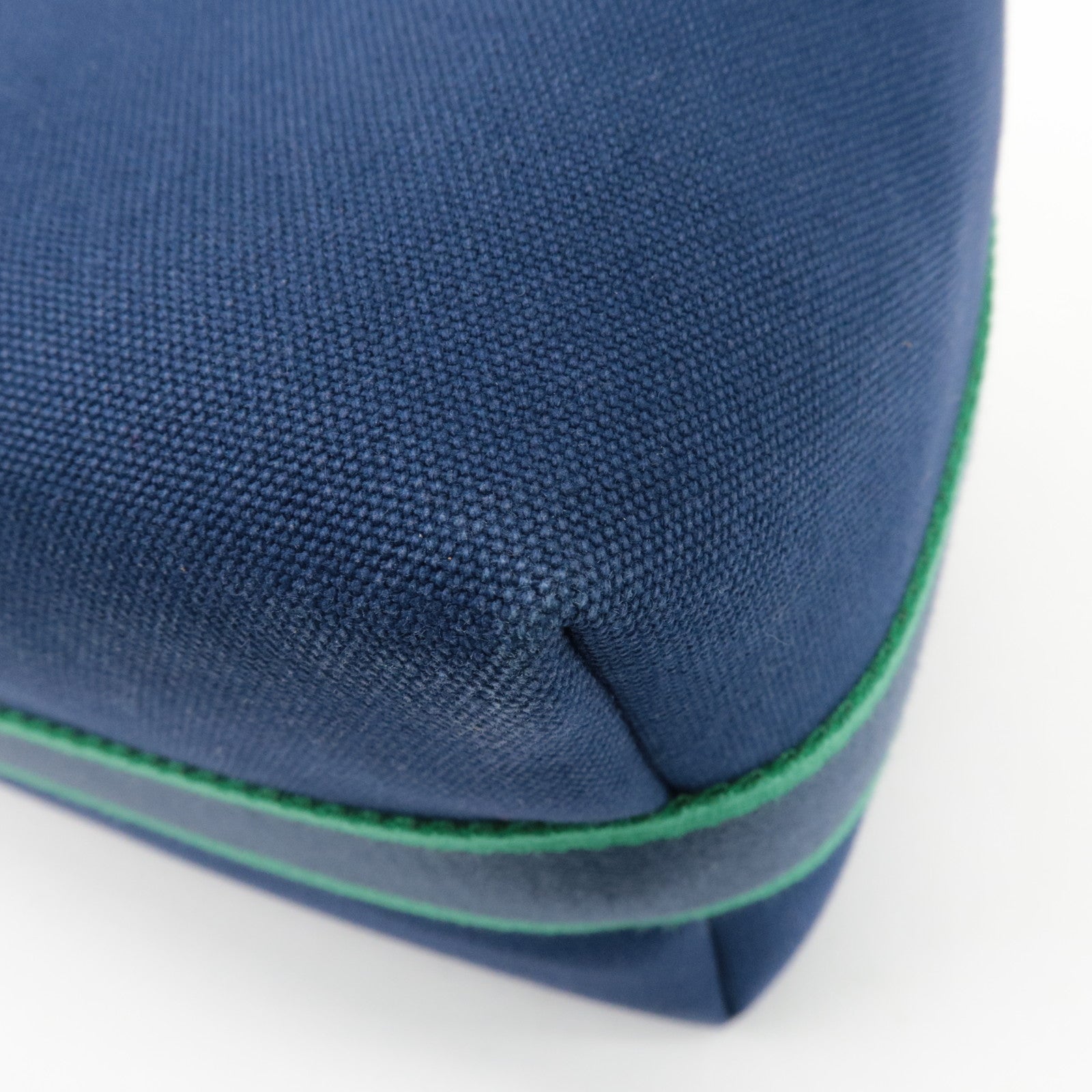 HERMES Canvas Bride A Brac GM Hand Bag Cosmetic Pouch Green Navy Used