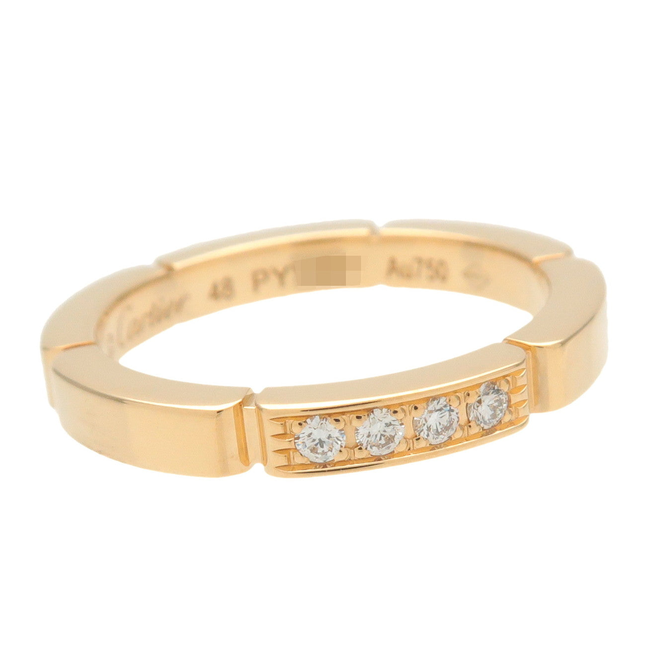 Cartier Maillon Panthere 4P Diamond Ring 750YG #8 Yellow Gold