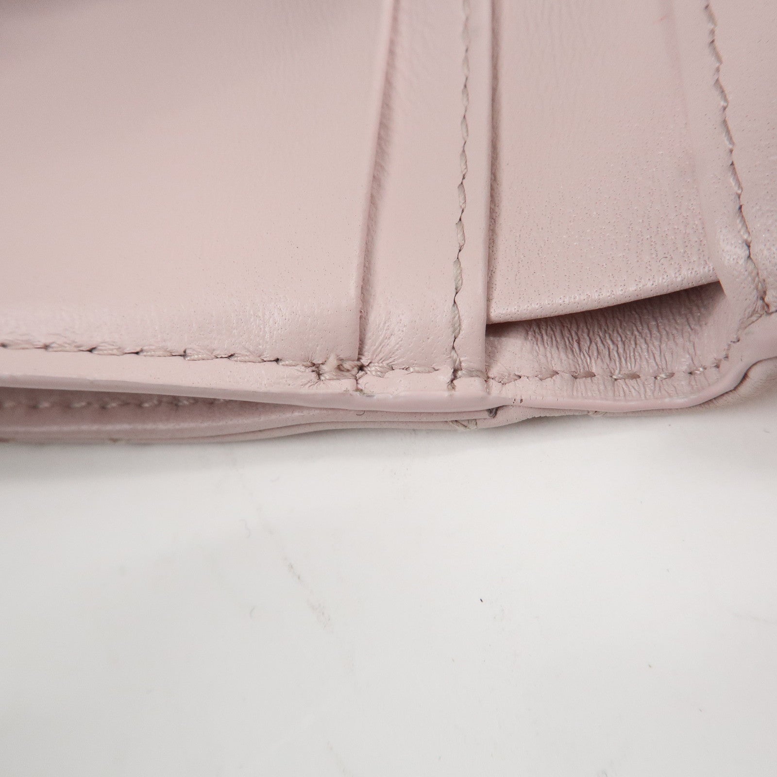 Christian Dior Cannage Leather Compact Wallet Pink Used