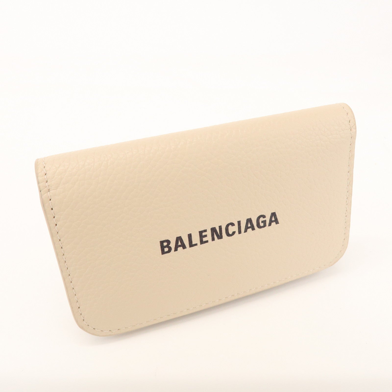 BALENCIAGA CASH Leather 6 Rings Key Case Key Holder Beige