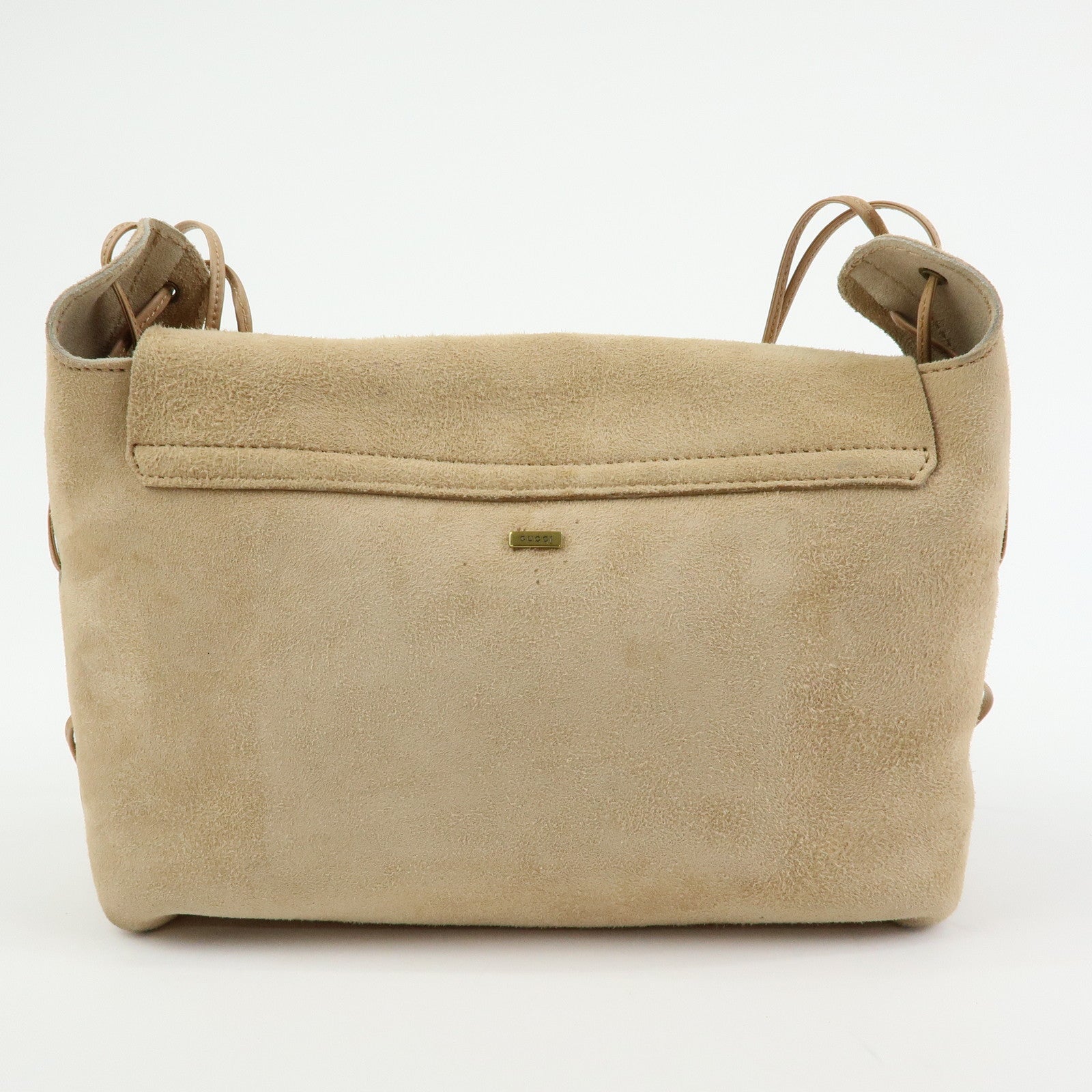 GUCCI Heart Suede Leather Shoulder Bag Beige 95107