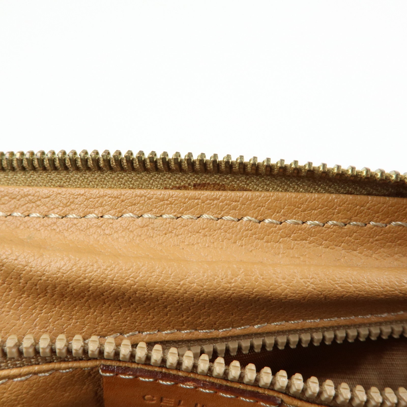 CELINE Macadam PVC Coated Canvas Leather Clutch Bag Pouch Brown