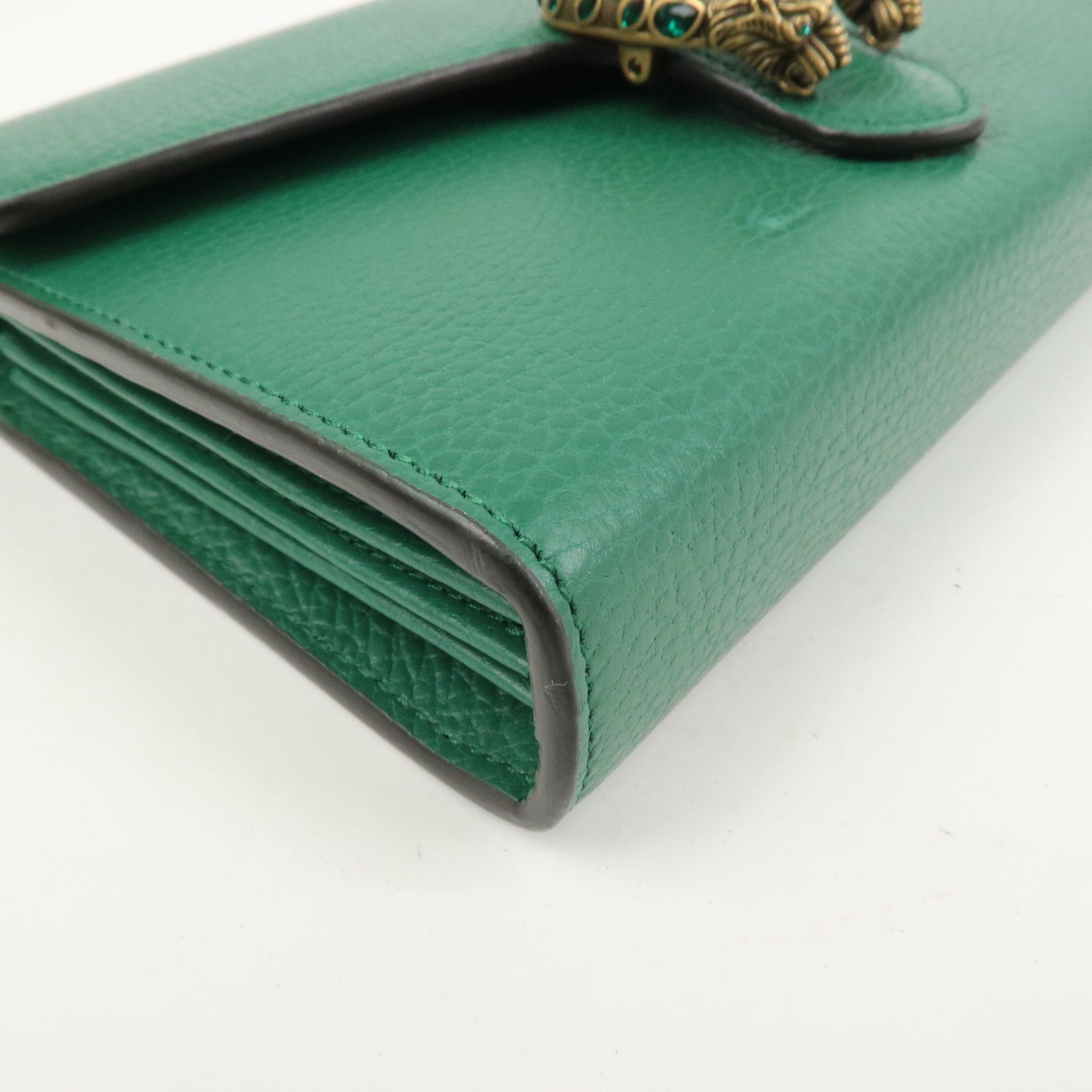 GUCCI Dionysus Leather Chain Wallet Shoulder Bag Green 401231