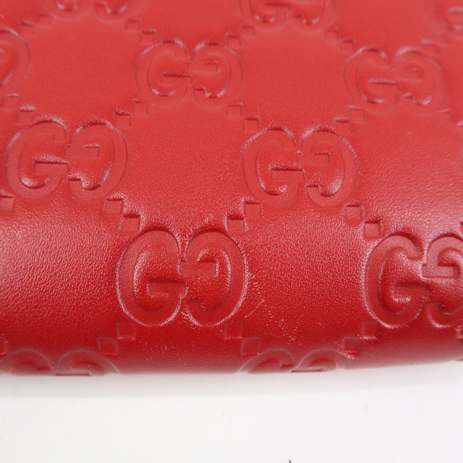 GUCCI Guccissima Leather Chain Shoulder Bag Wallet Red 428449