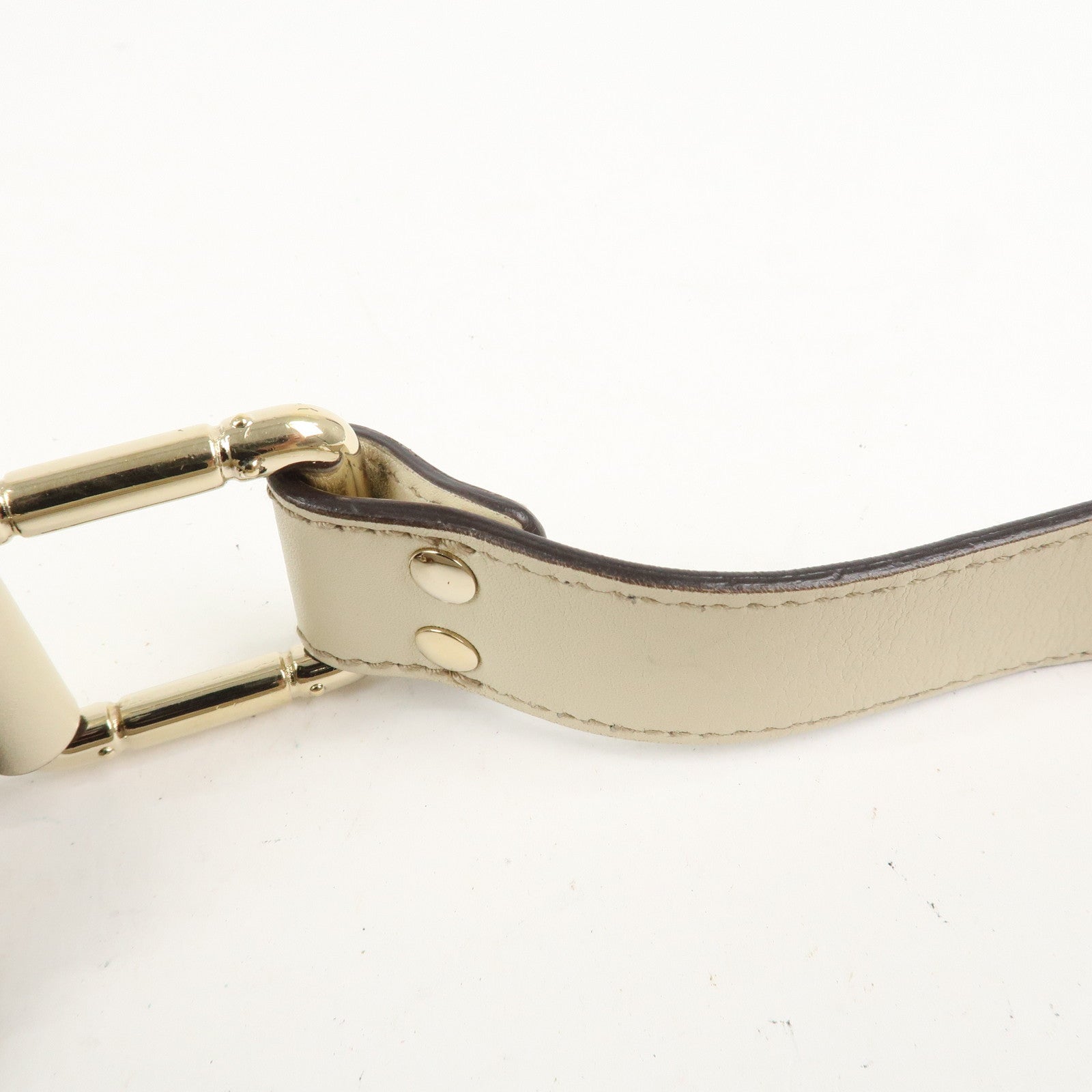 GUCCI Horsebit Bamboo Leather Shoulder Bag Ivory 154378