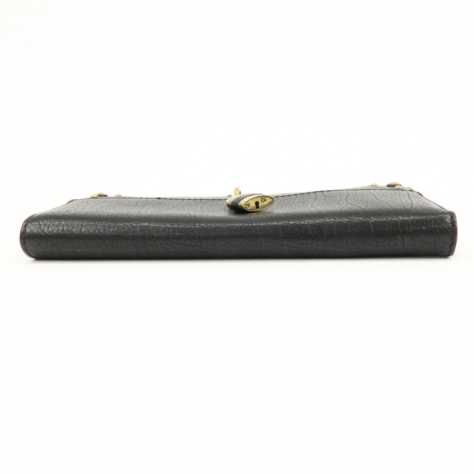 Chloe Aurora Studs Leather Zippy Long Wallet Black