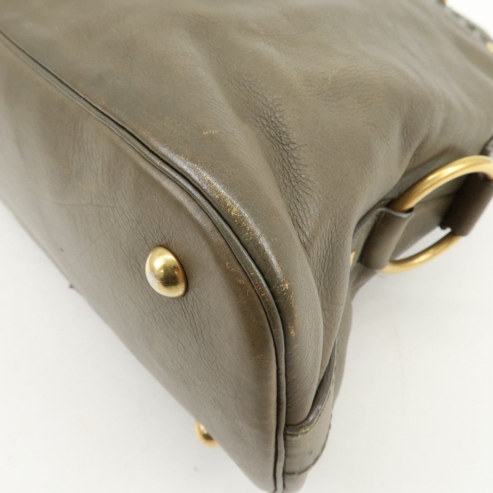 SAINT LAURENT PARIS Muse Leather Shoulder Bag Khaki 156464