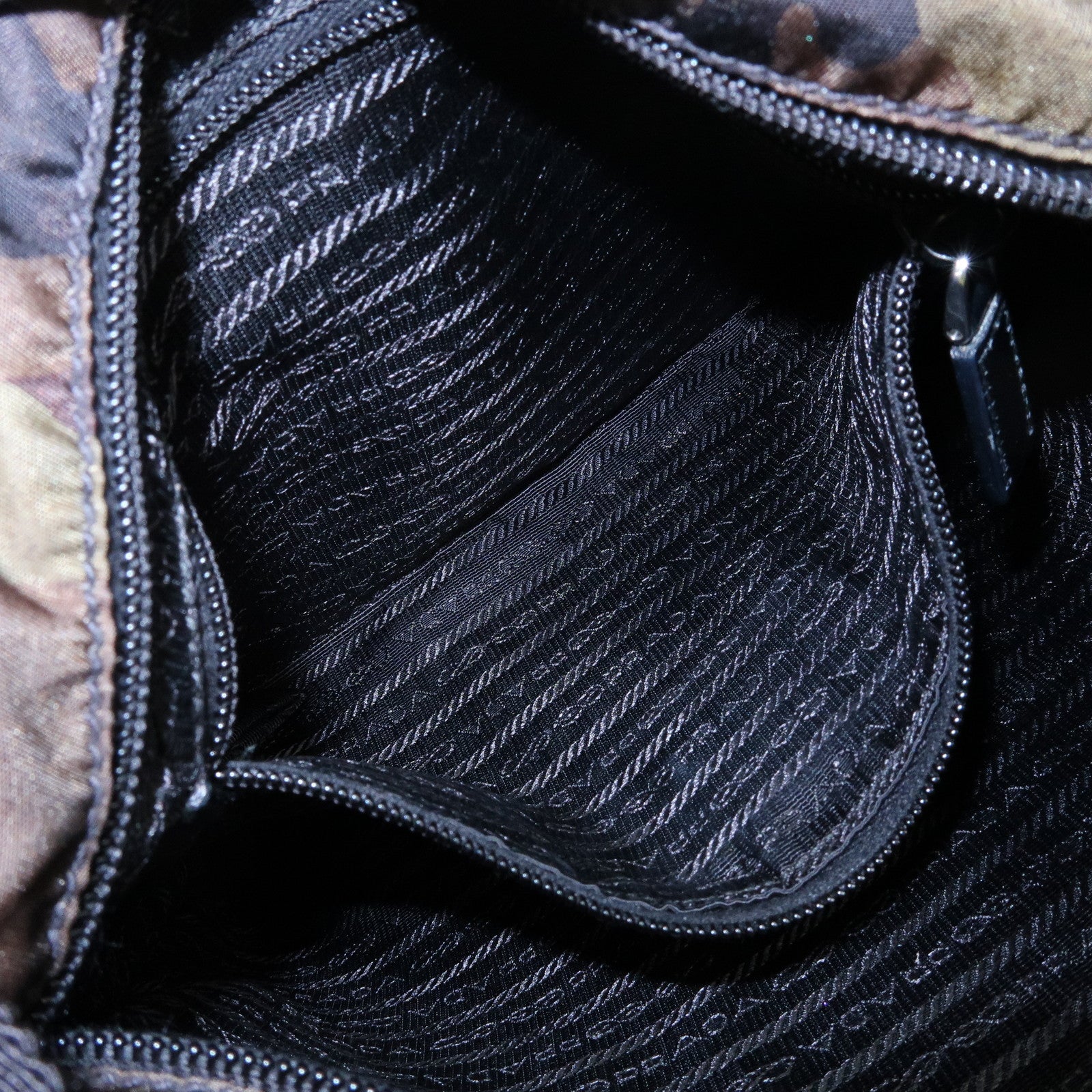 PRADA Triangle Logo Nylon Leather Camouflage Shoulder Bag VA0886