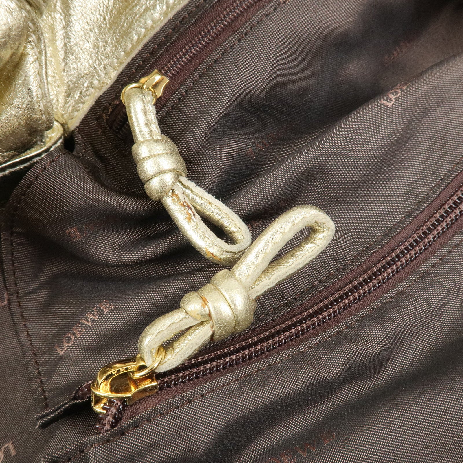 LOEWE Anagram Nappa Aire Leather Hand Bag Shoulder Bag Gold