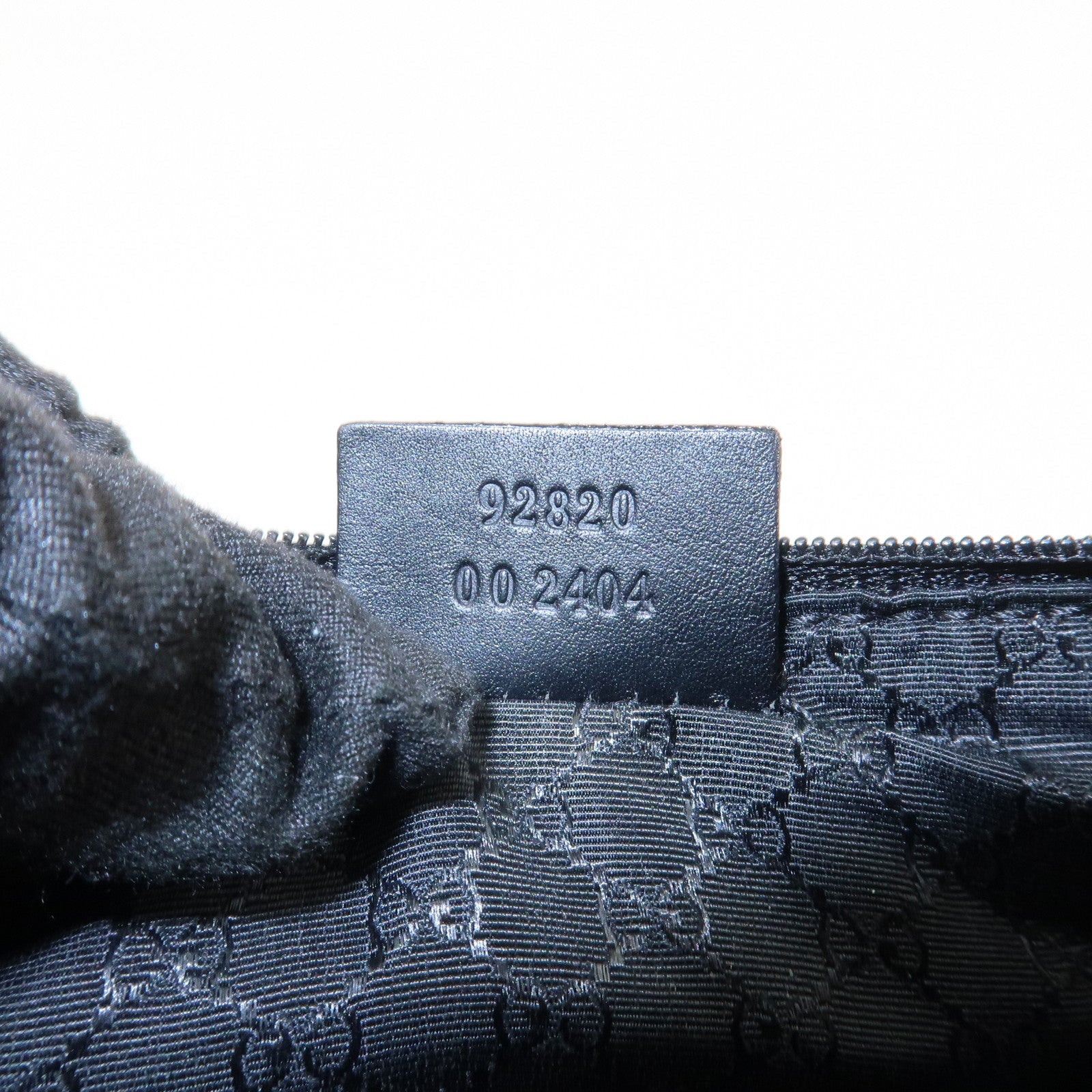 GUCCI Sherry Denim Leather Accessory Pouch Hand Bag Black 92820