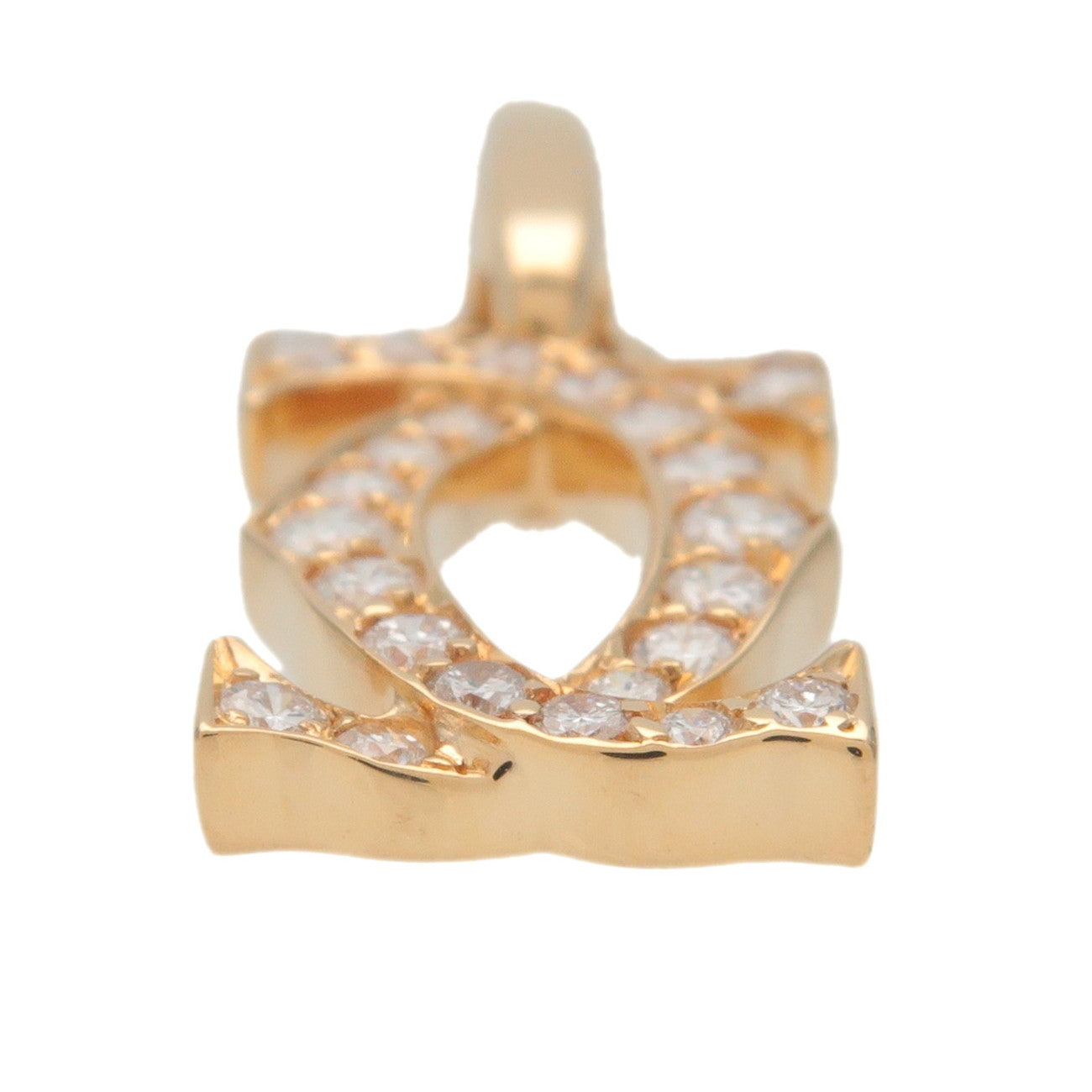 Cartier 2C Diamond Necklace Charm K18YG 750YG Yellow Gold