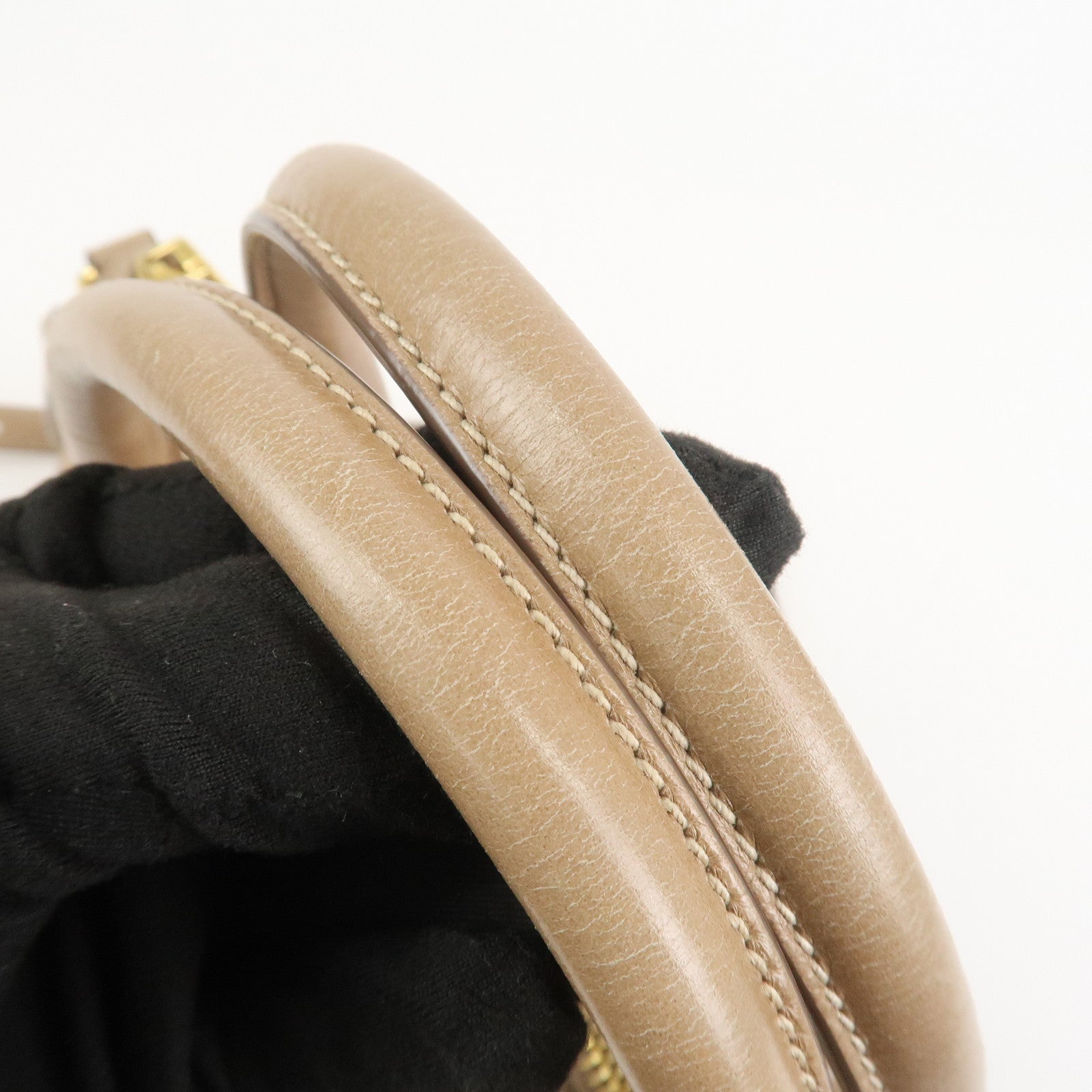 PRADA Leather 2Way Bag Hand Bag Shoulder Bag Light Brown BL0727