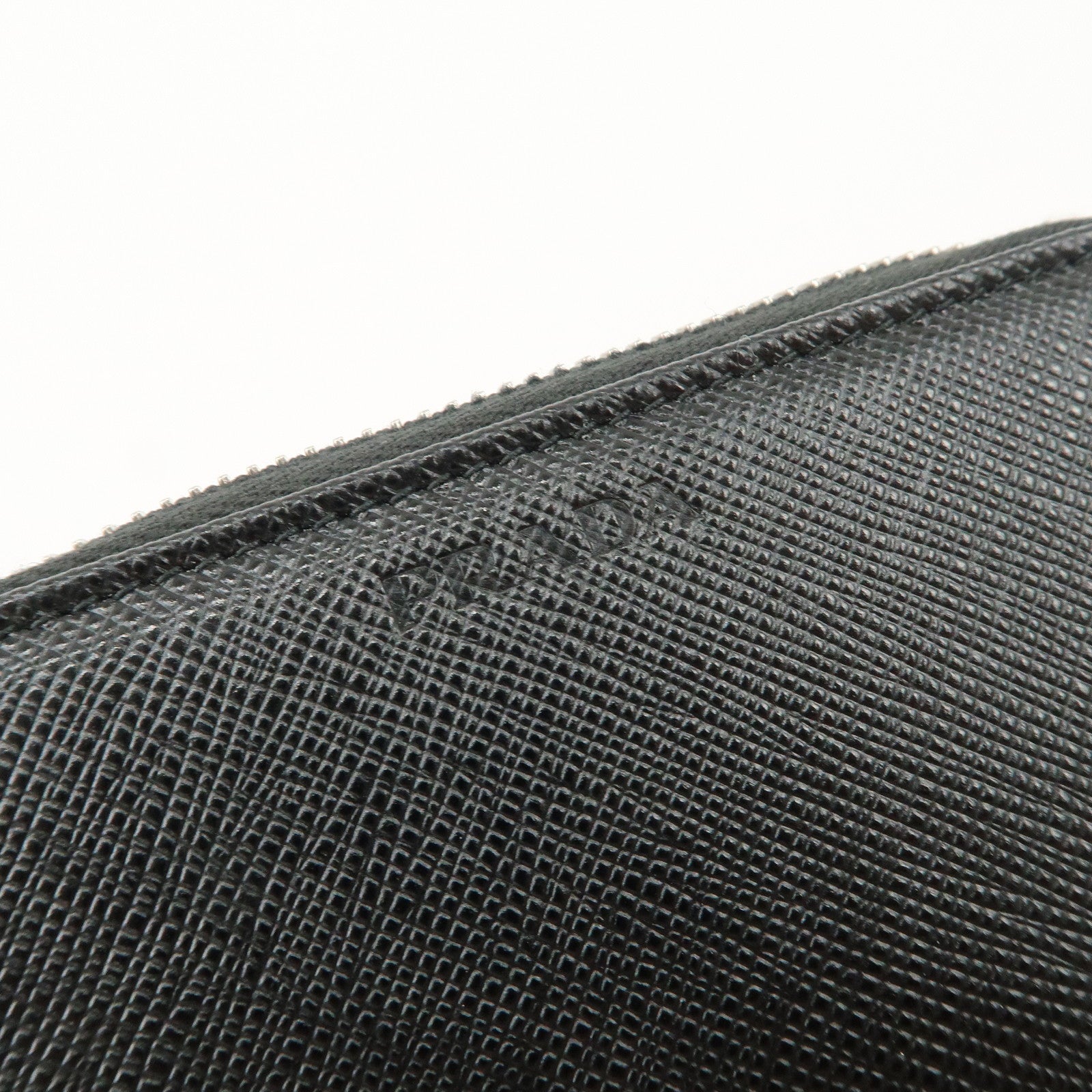 PRADA Saffiano Leather Round Zippy Key Case Black 2PG604 Used