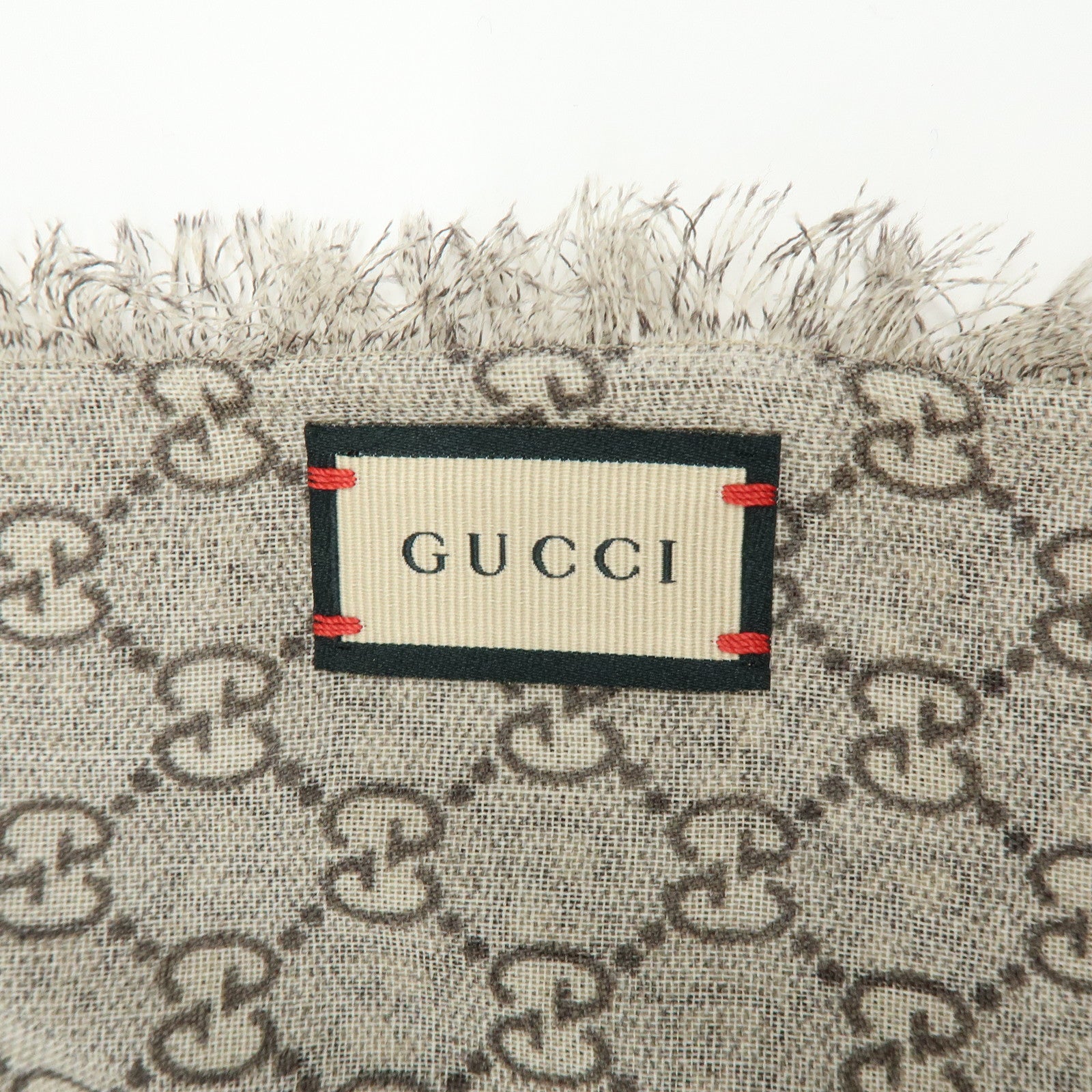 GUCCI Sherry GG Monogram Wool Scarf Shawl Beige 600950