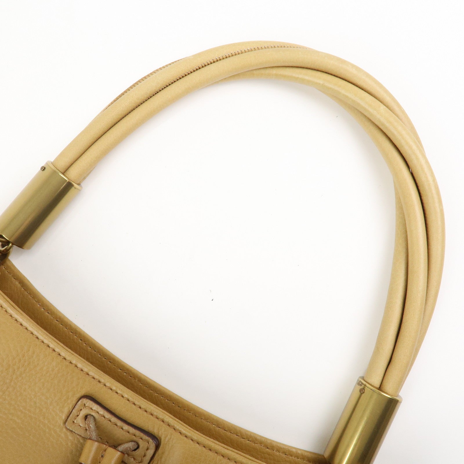 GUCCI Leather Shoulder Bag Hand Bag Beige 108964