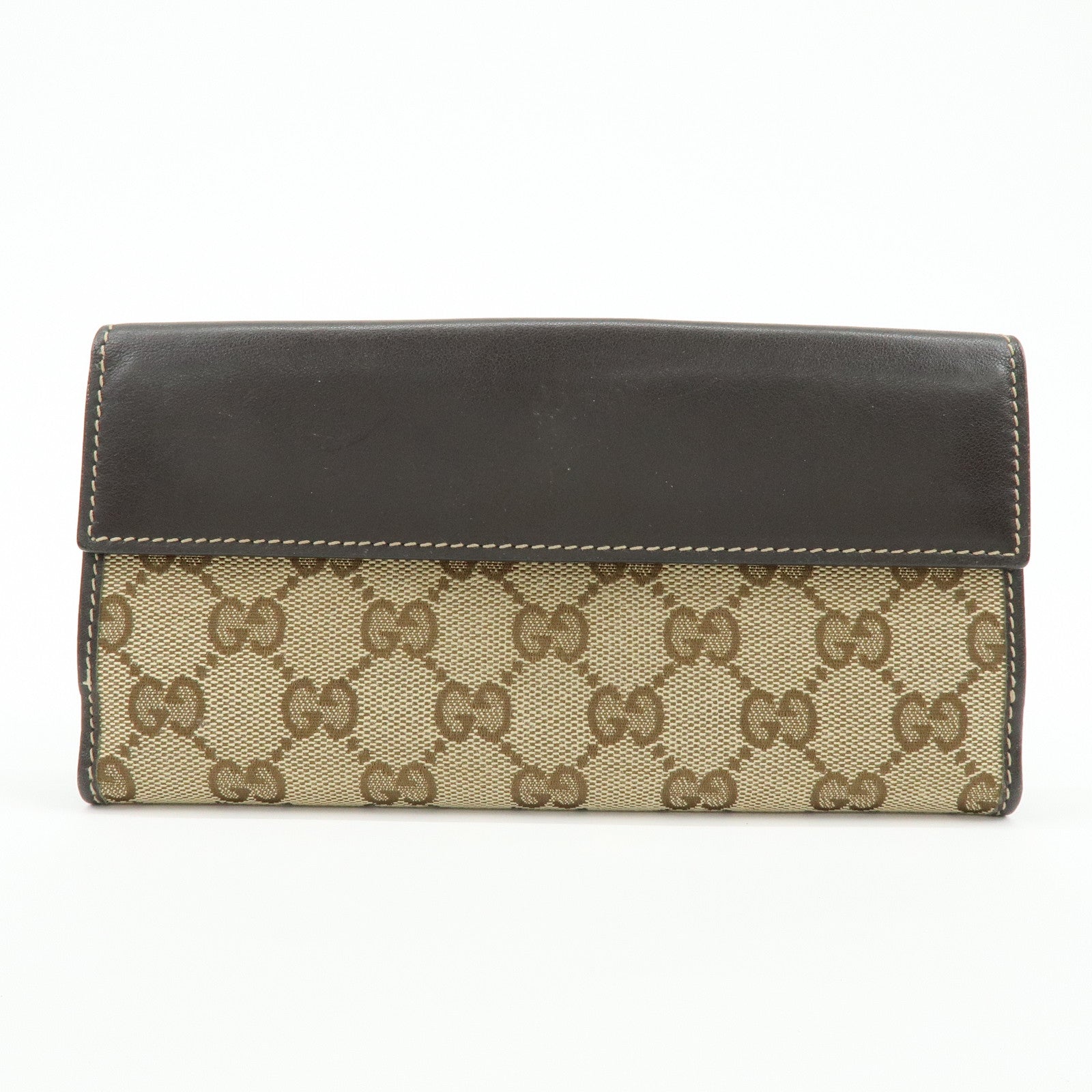 GUCCI GG Heart Logo Canvas Leather W Hook Long Wallet 203550