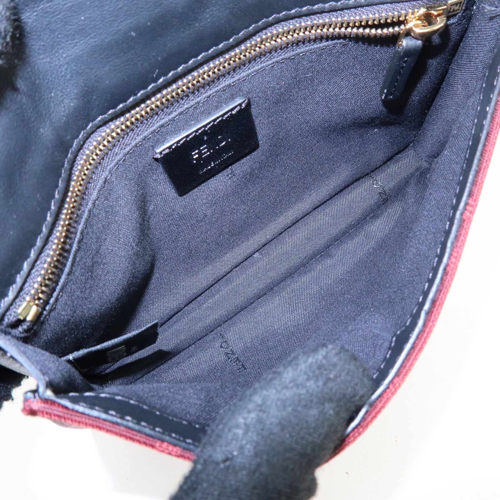 FENDI Zucca Canvas Leather 2Way Shoulder Bag Waist Bag Red 7M0295