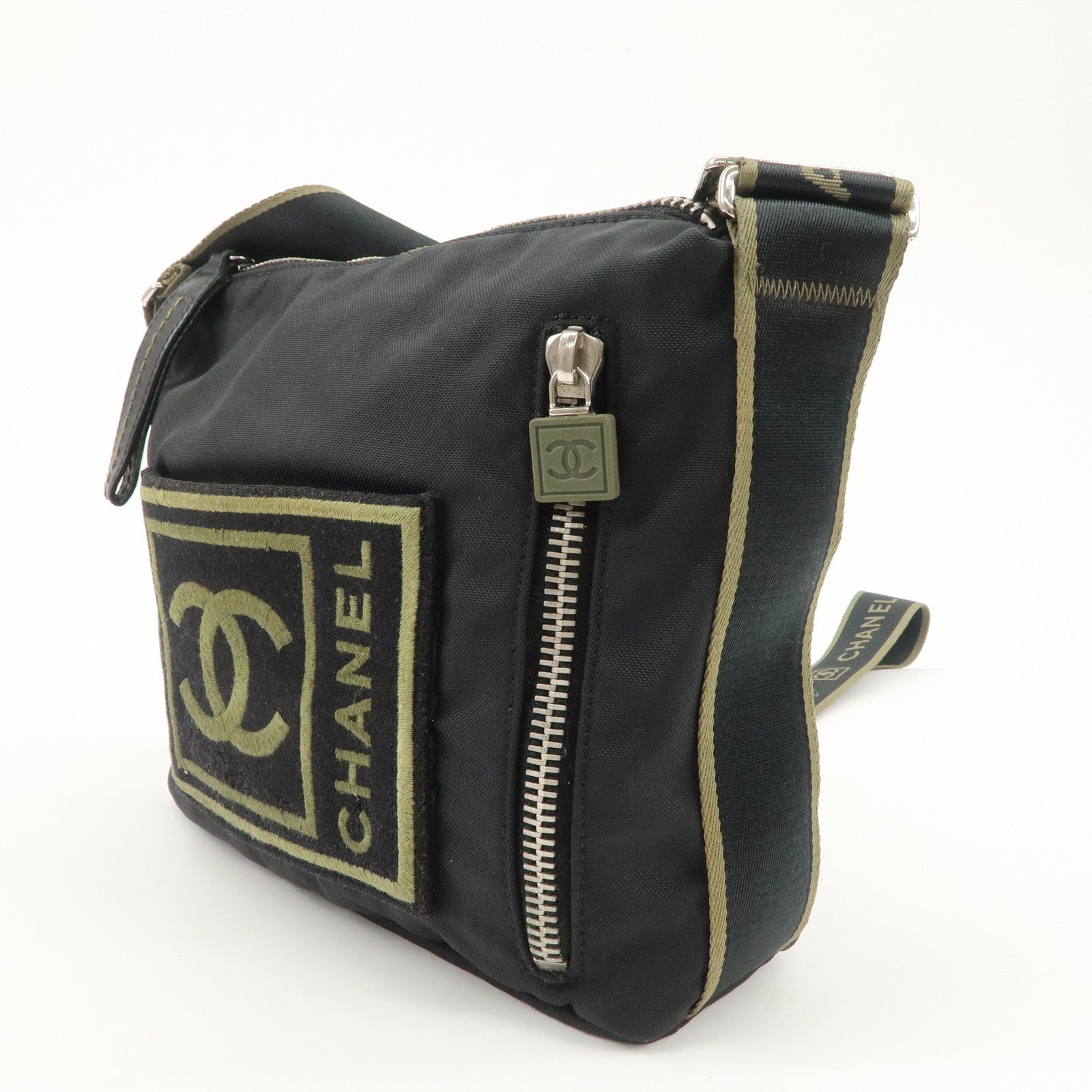 CHANEL Chanel Sports Line Nylon Shoulder Crossbody Bag Khaki 10462052 Used