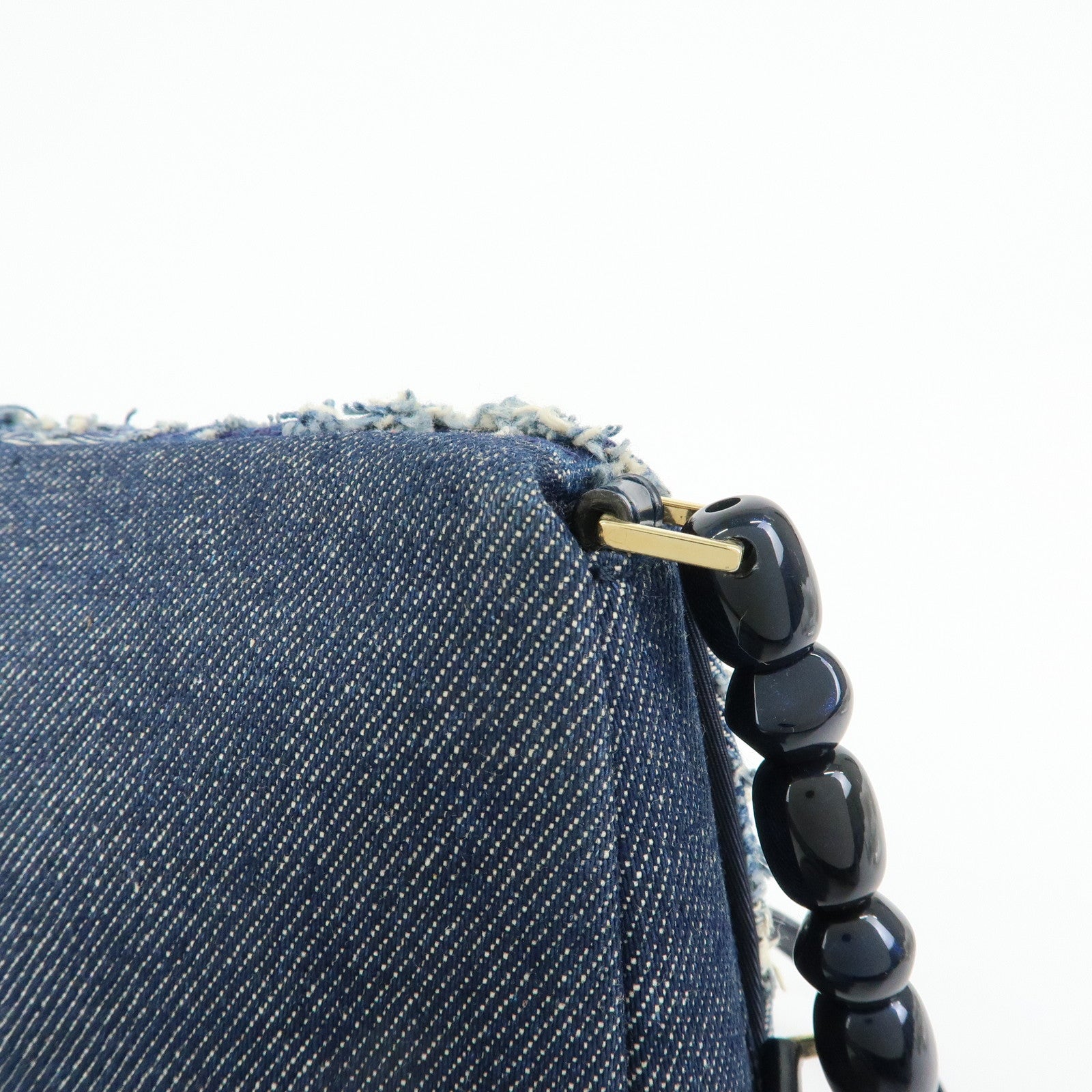 Christian Dior Maris Pearl Denim Patent Leather Shoulder Hand Bag