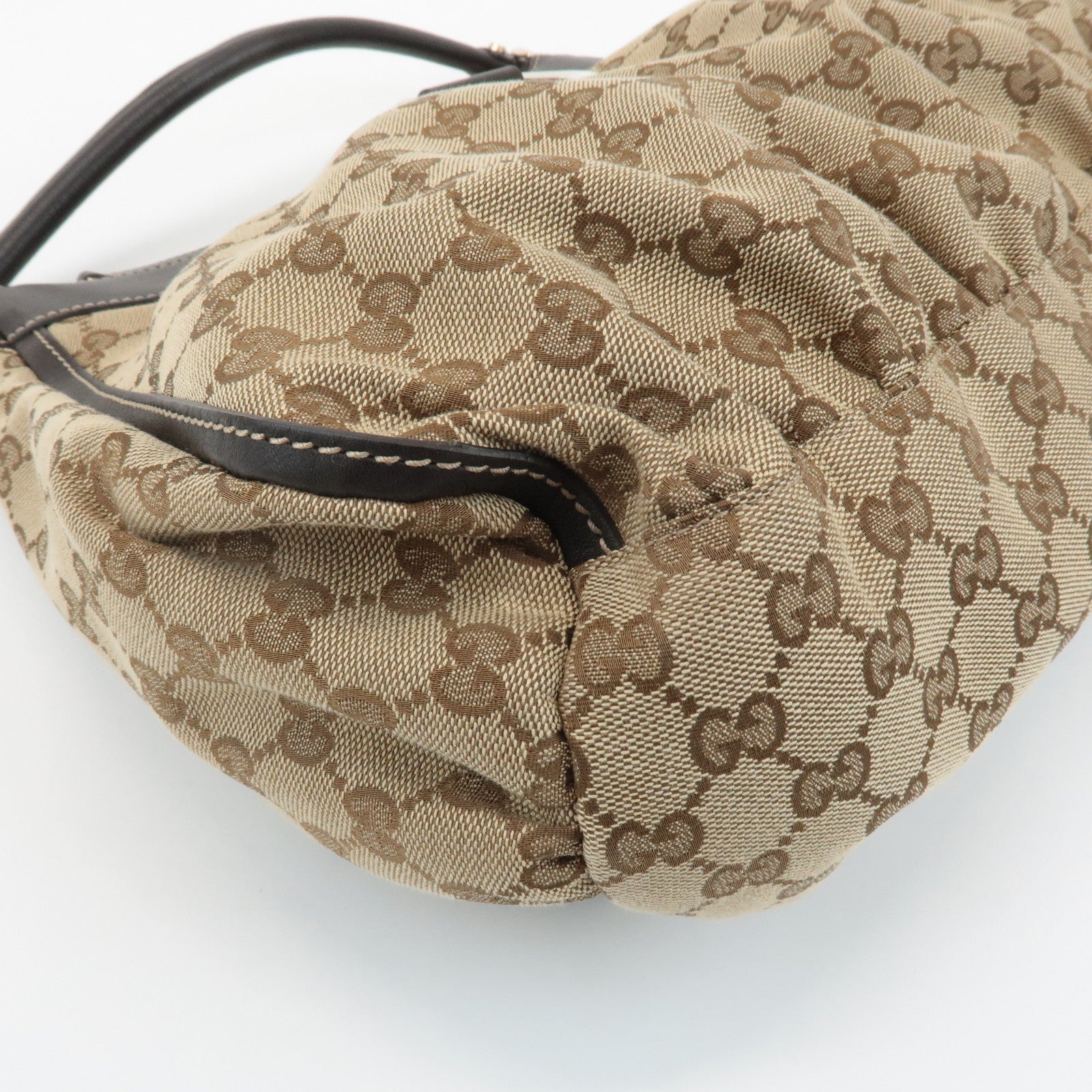 GUCCI Abbey GG Canvas Leather Shoulder Bag Hand Bag Beige Brown 189833 Used