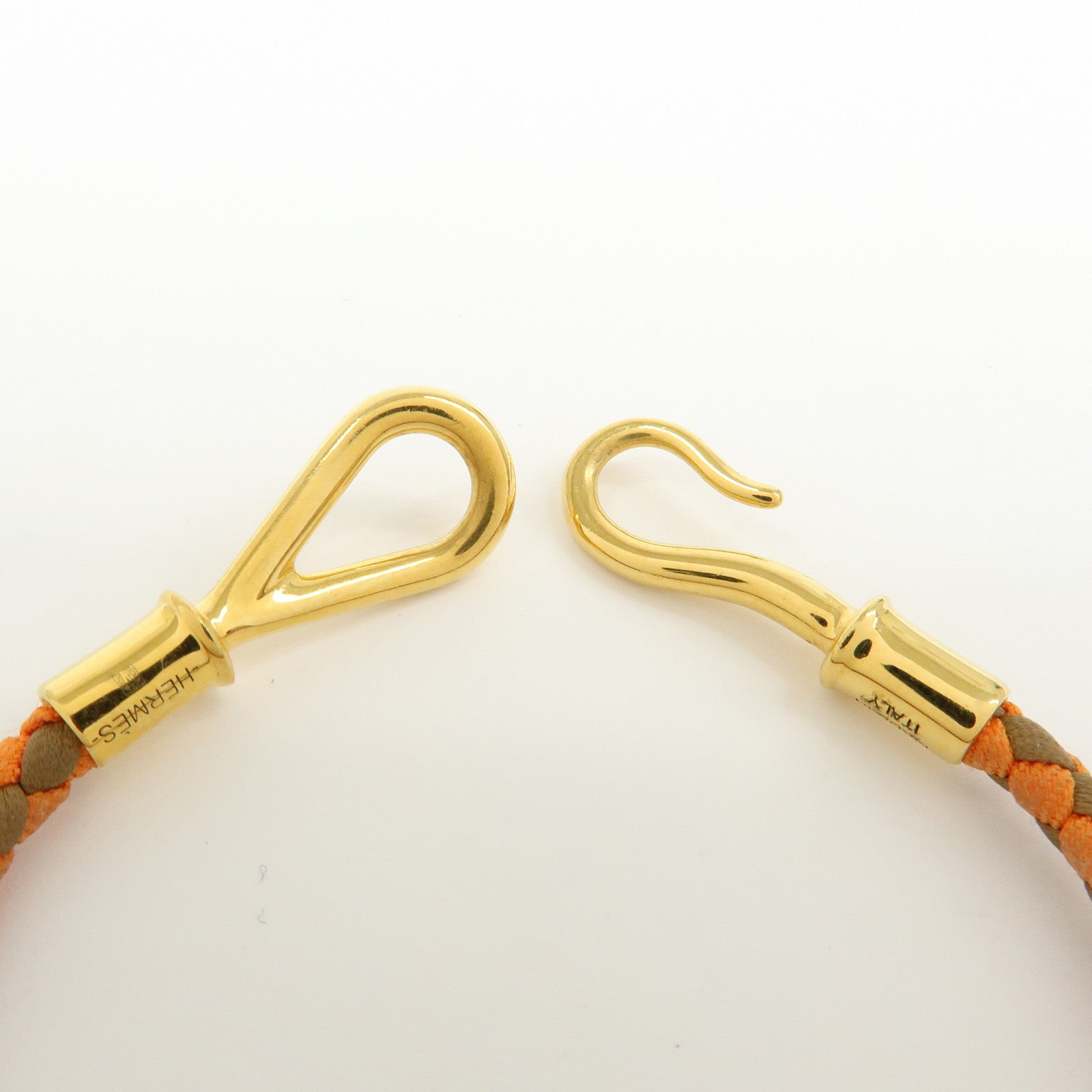 HERMES Leather Jumbo Choker Bracelet Orange Brown