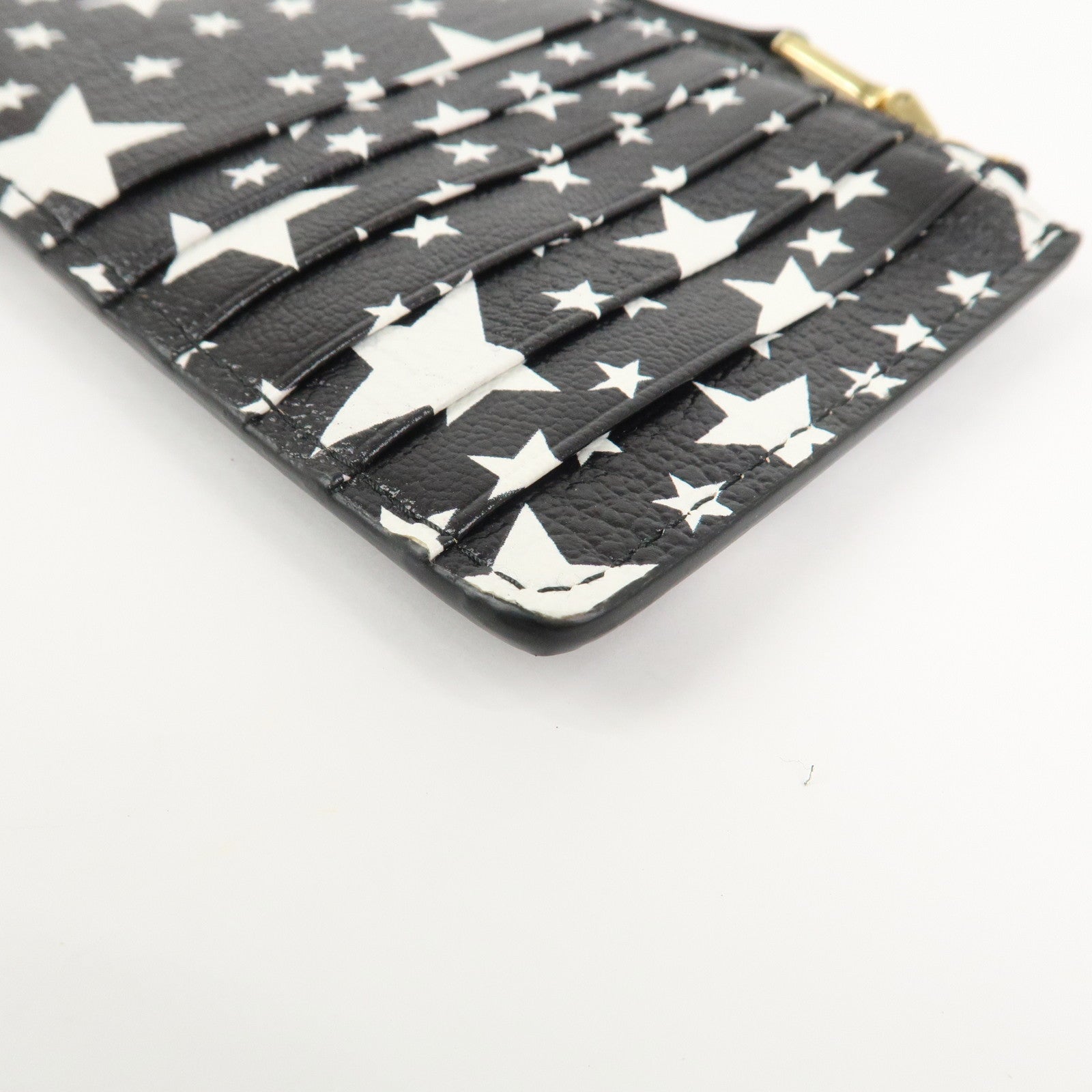 MIU MIU Leather Card Case Star Print Black 5MB006