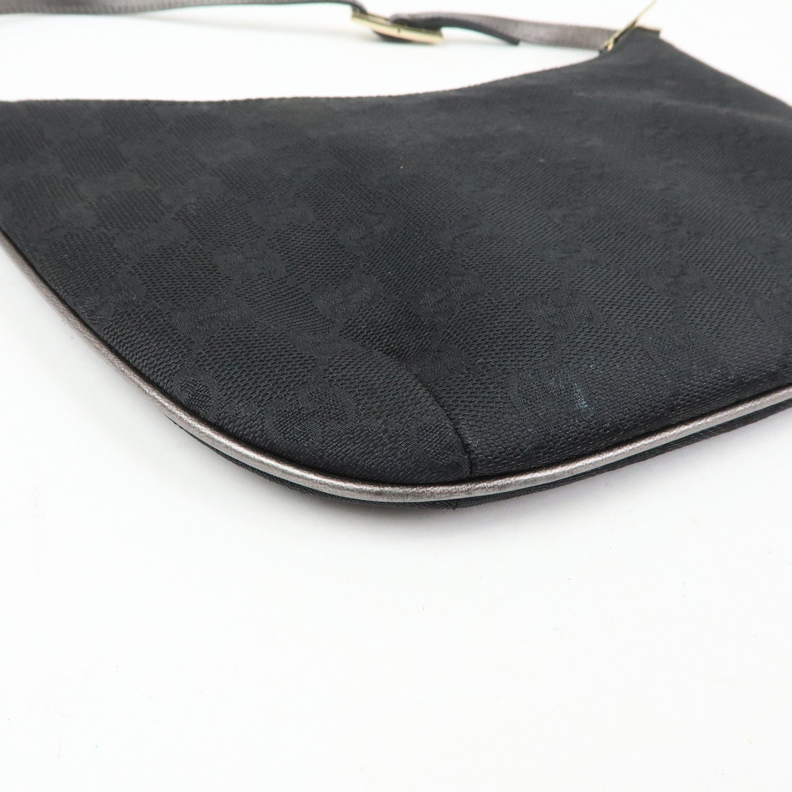 GUCCI GG Canvas Leather Shoulder Bag Hand Bag Black 005.0813