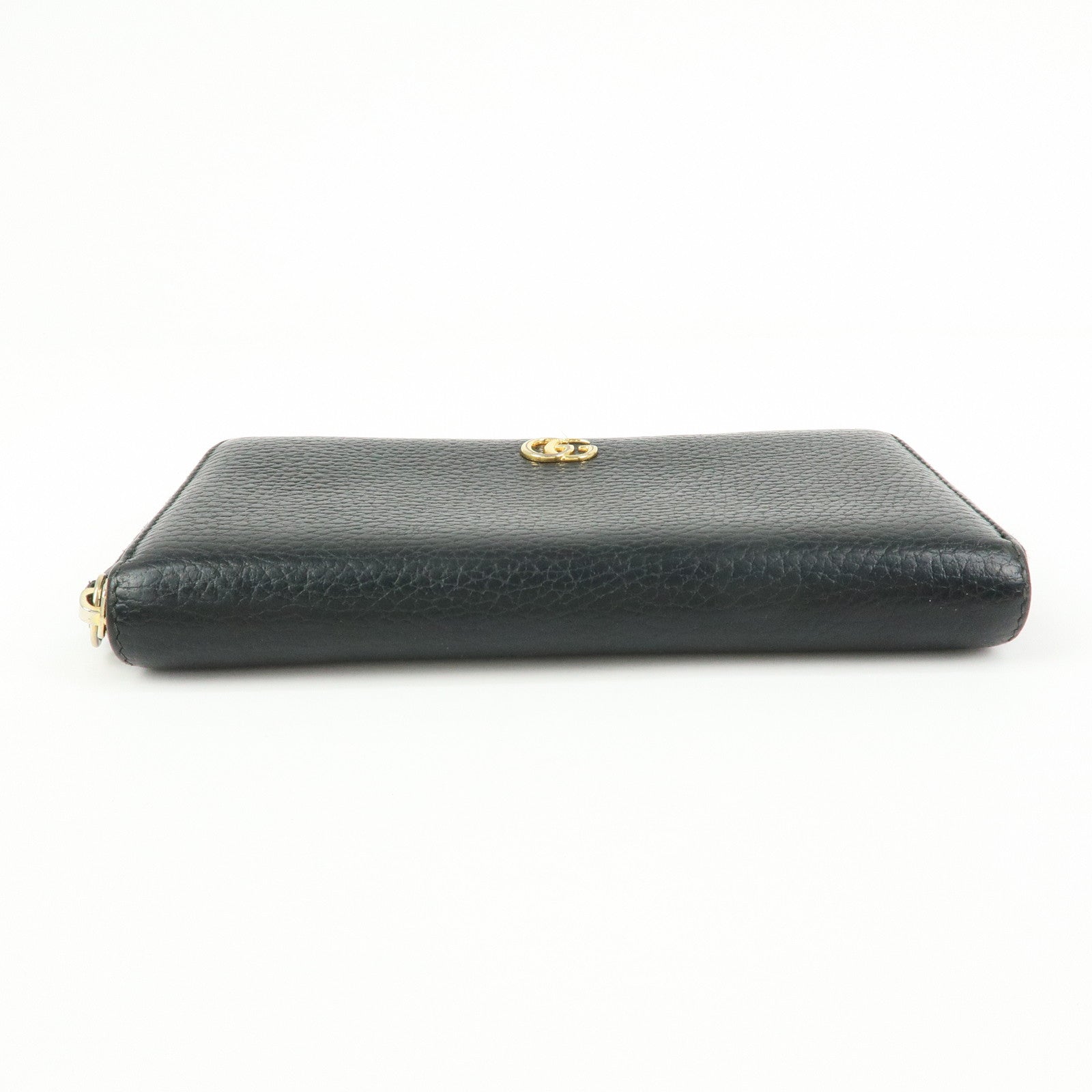 GUCCI GG Marmont Leather Round Zippy Long Wallet Black 456117