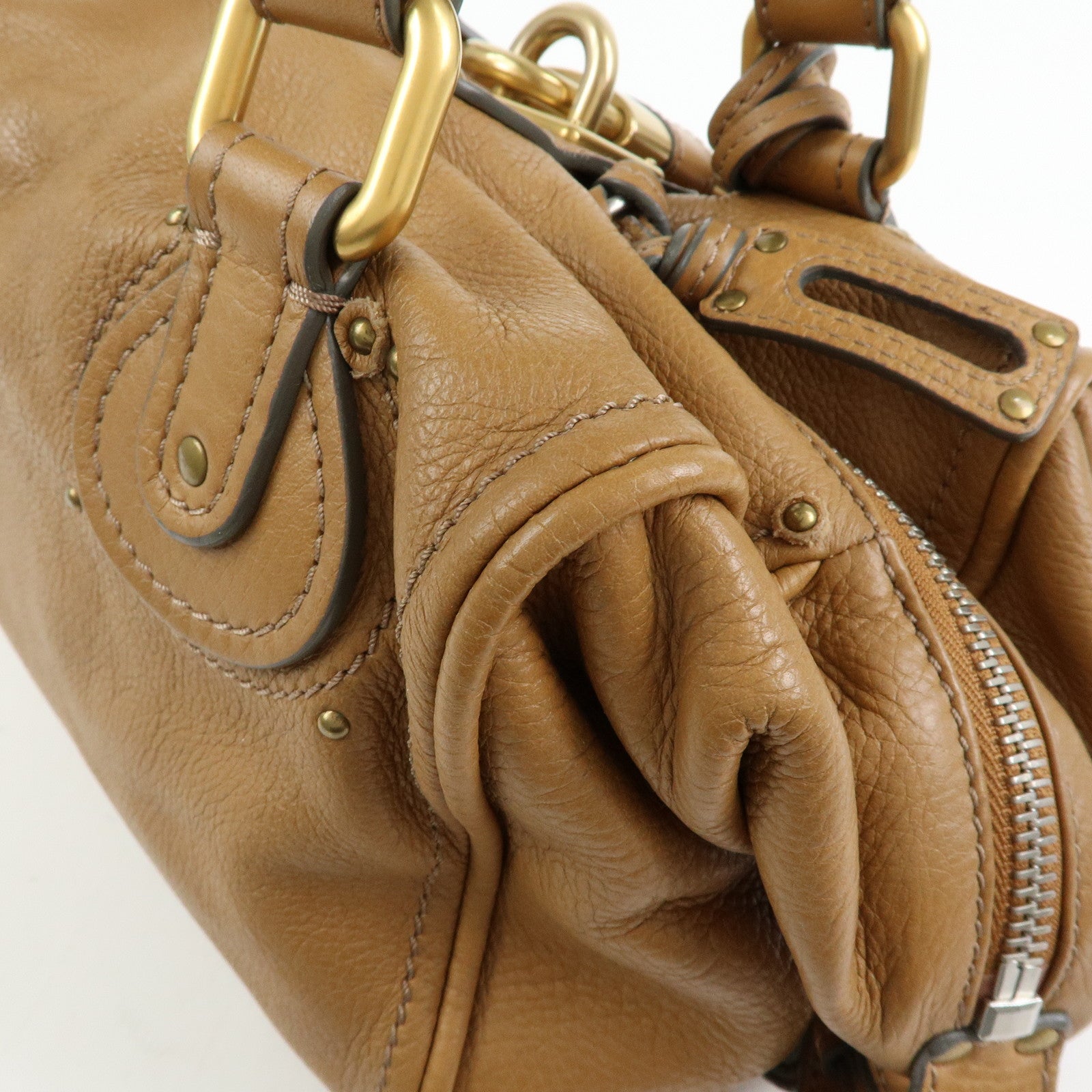 Chloe Paddington Leather Shoulder Bag Boston Bag Brown
