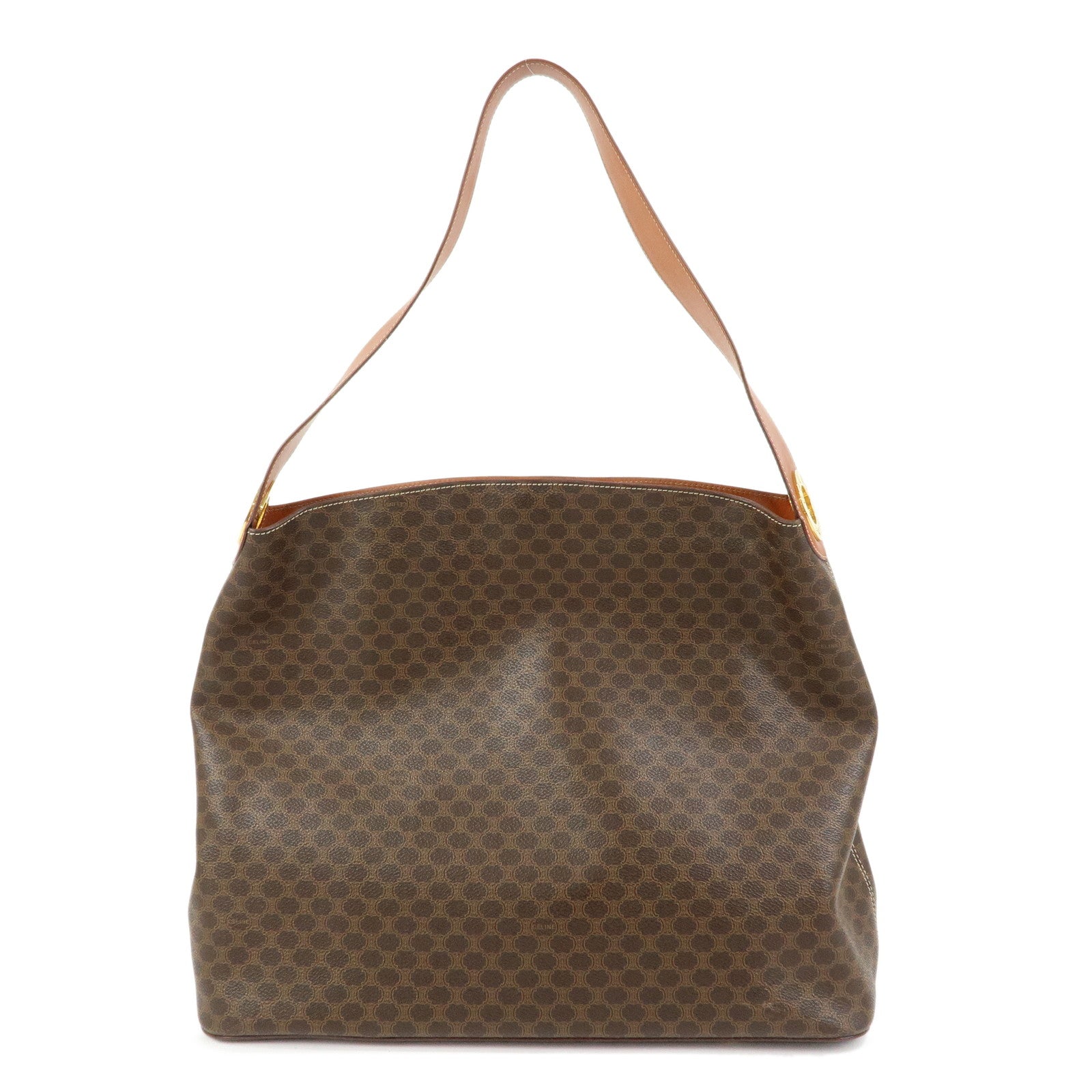 CELINE Macadam PVC Canvas Shoulder Bag Hand Bag Brown