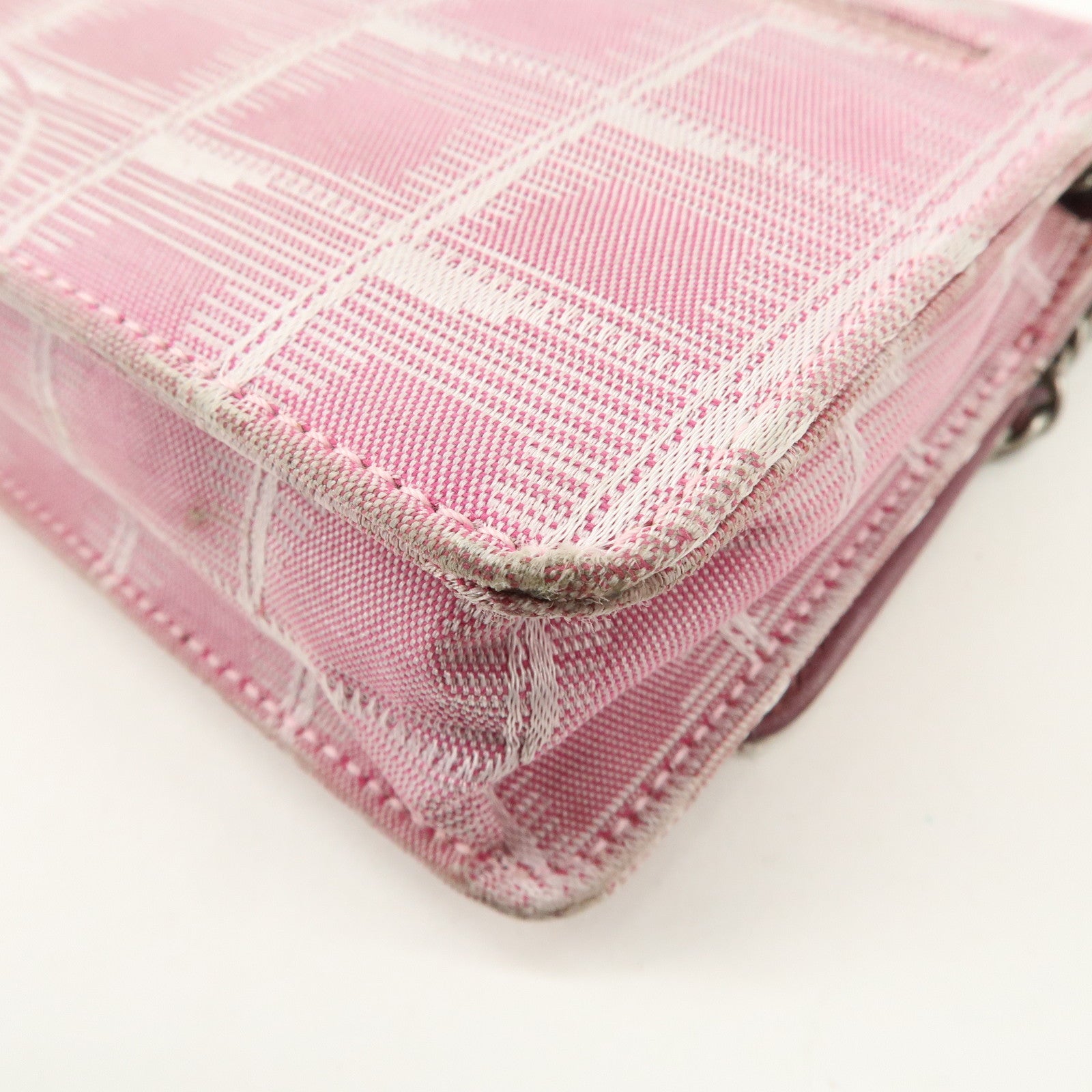 CHANEL New Travel Line Nylon Jacquard Chain Wallet Shoulder Bag 6535288 Used