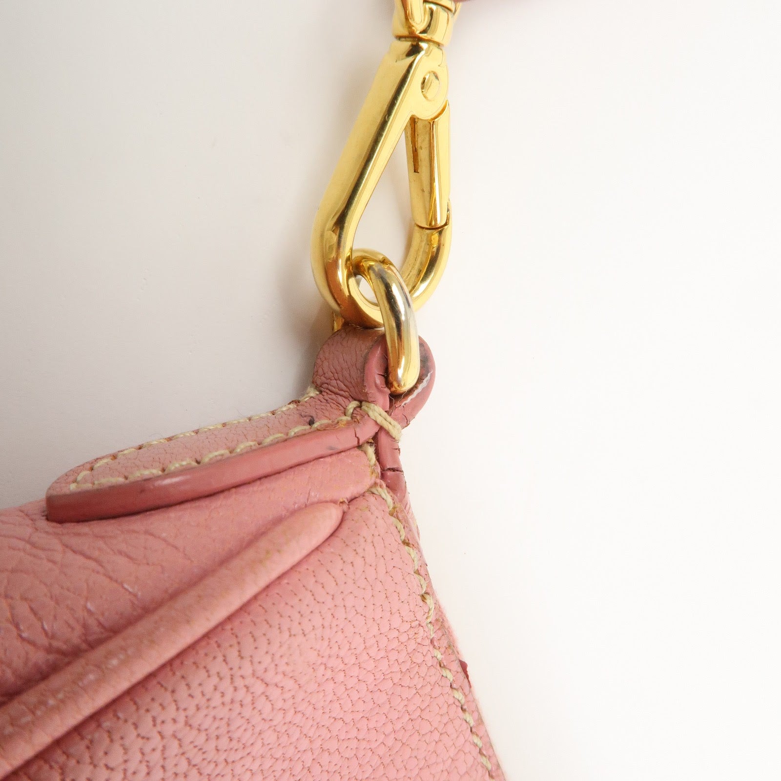 MIU MIU Logo Leather 2Way Bag Hand Bag Shoulder Bag Pink