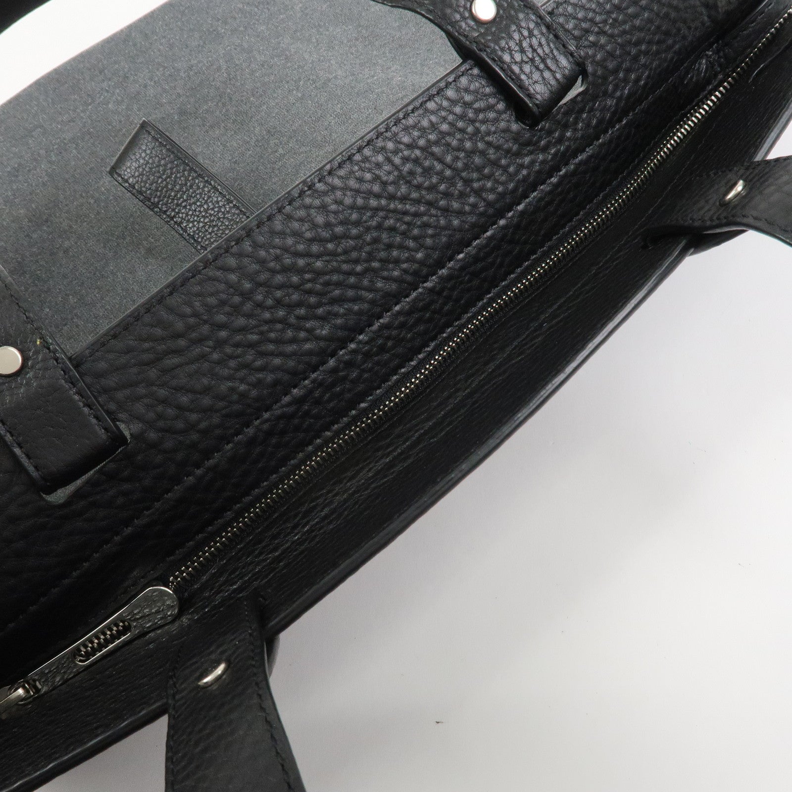 BURBERRY Logo Leather Canvas Tote Bag Black Grey