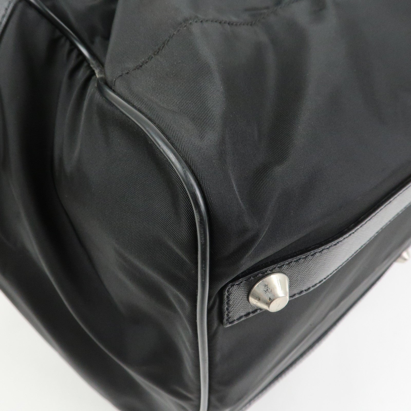 PRADA Nylon Saffiano Leather 2WAY Bag Boston Bag Black VS001S