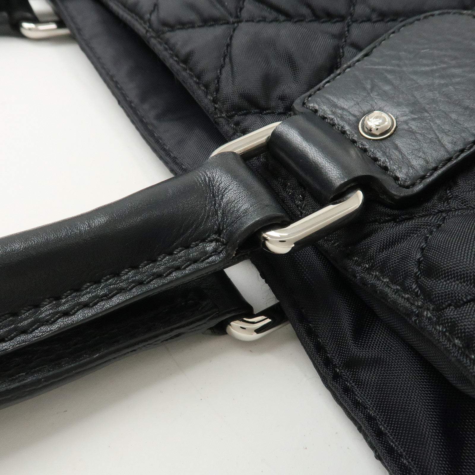 CHANEL Paris New York COCO Mark Nylon Leather Tote Bag Black A33100