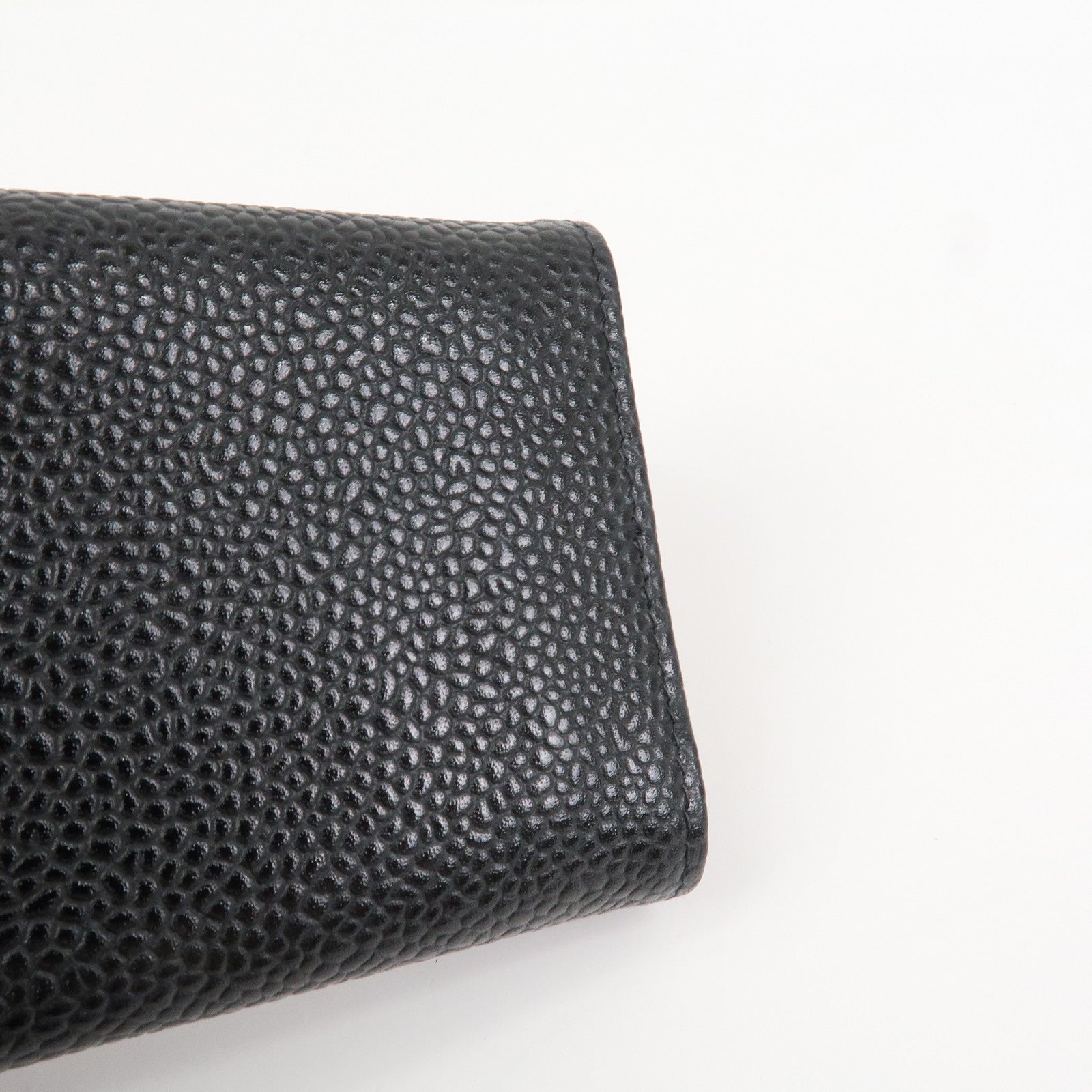 CHANEL COCO Mark Caviarskin 6 Rings Key Case Key Holder A01439