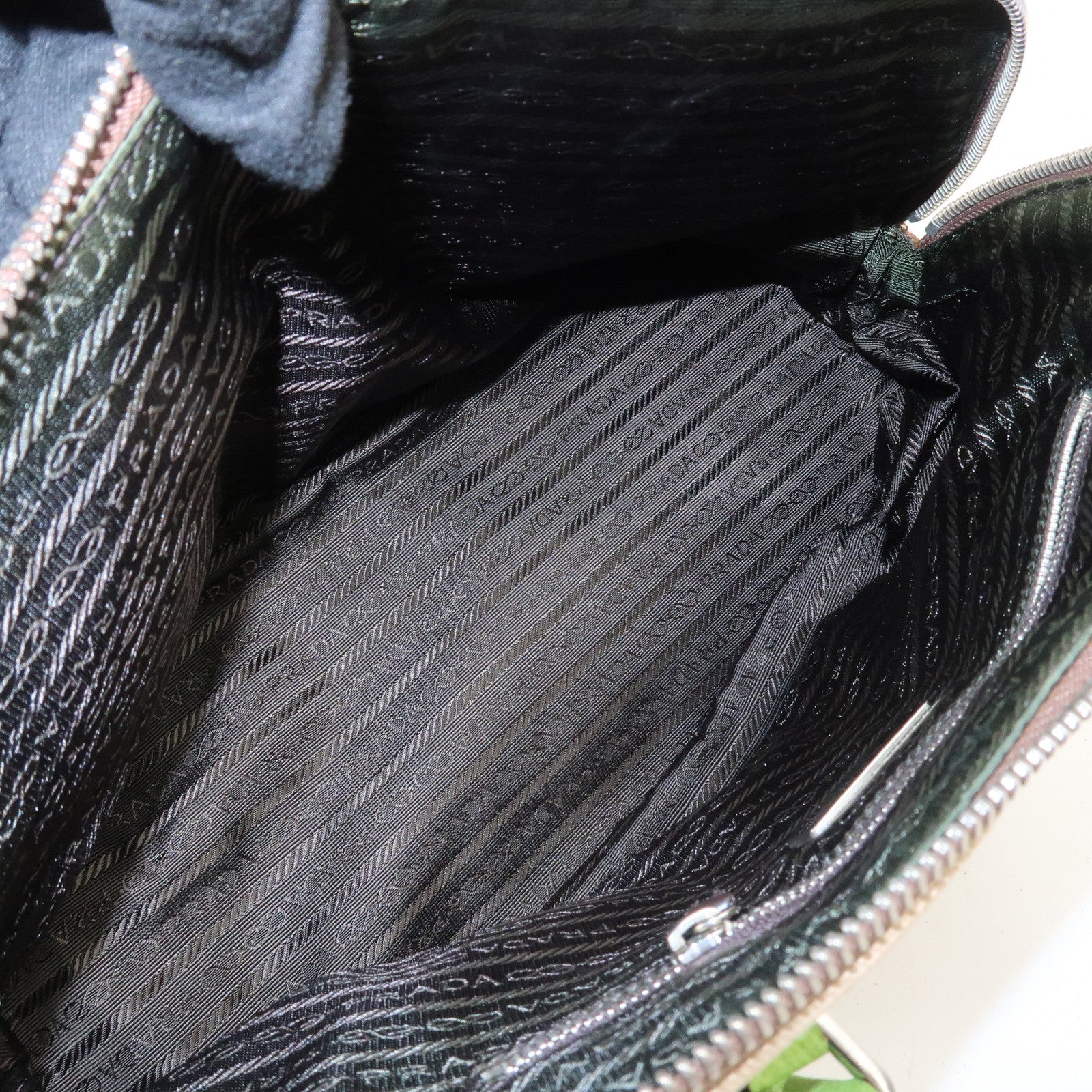 PRADA Canvas Leather Tote Bag Hand Bag Beige Light Green BN0082