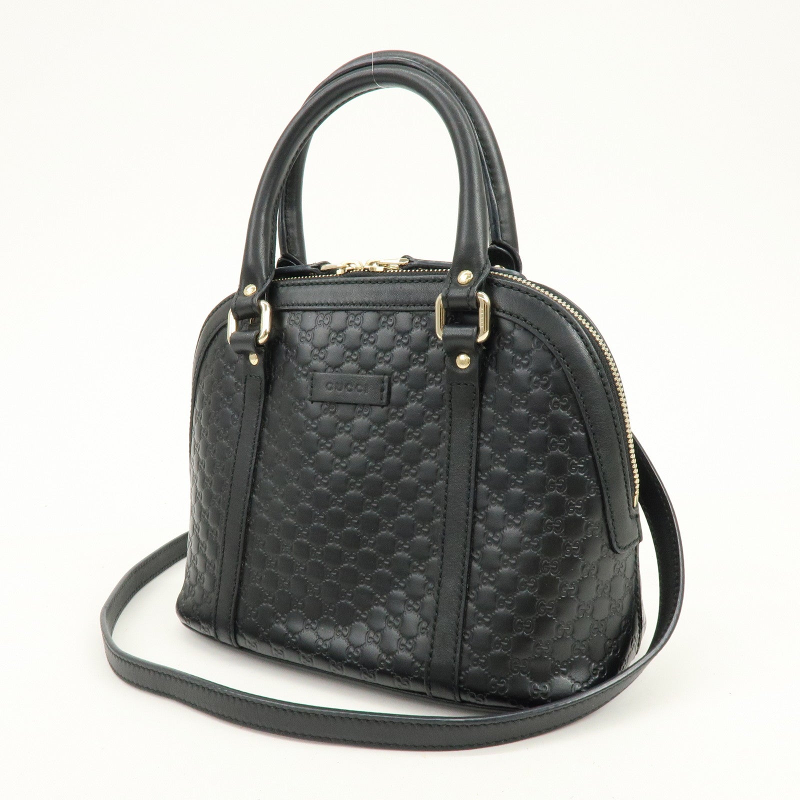 GUCCI Microguccissima Leather 2Way Bag Hand Bag Black 449654