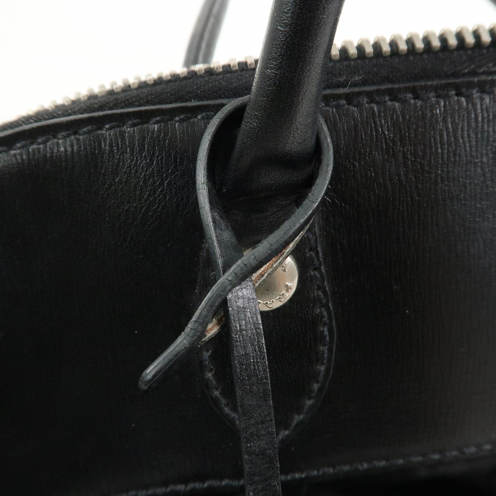 PRADA Triangle Logo Nylon Leather Shoulder Bag Hand Bag Black