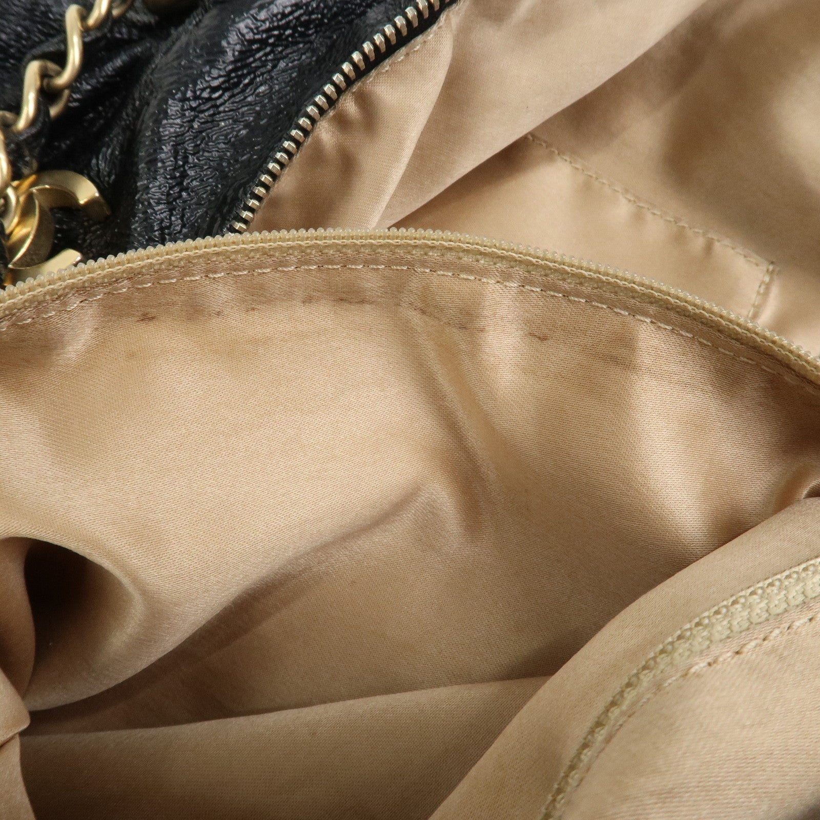 CHANEL Leather Chain Shoulder Bag Hand Bag Black Gold