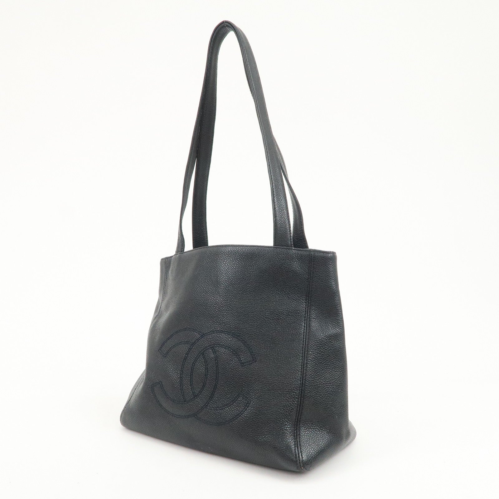 CHANEL COCO Mark Caviarskin Shoulder Bag Tote Bag Hand Bag Black