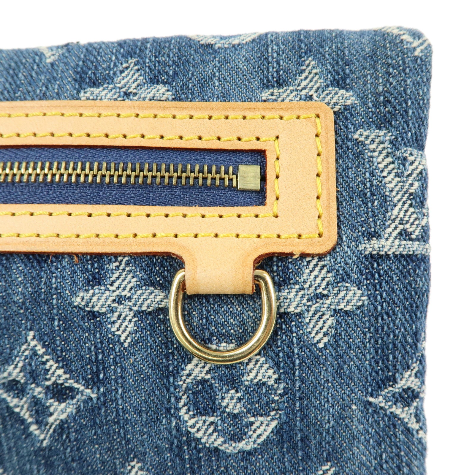 Louis Vuitton Monogram Denim Pochette Plat Pouch Clutch Bag M95007