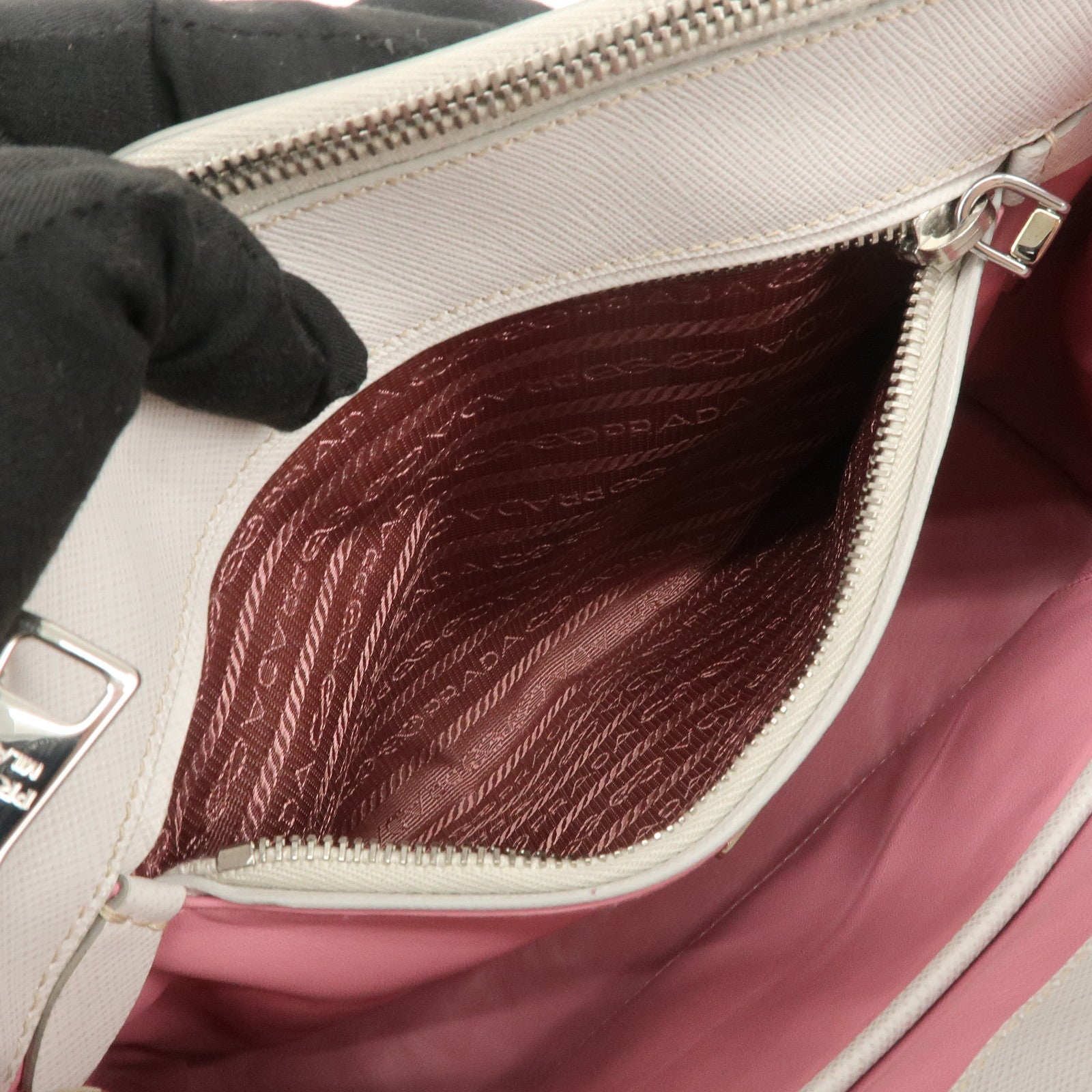 PRADA CITY CALF Triangle Logo Saffiano Leather 2Way Bag Pink B2863K