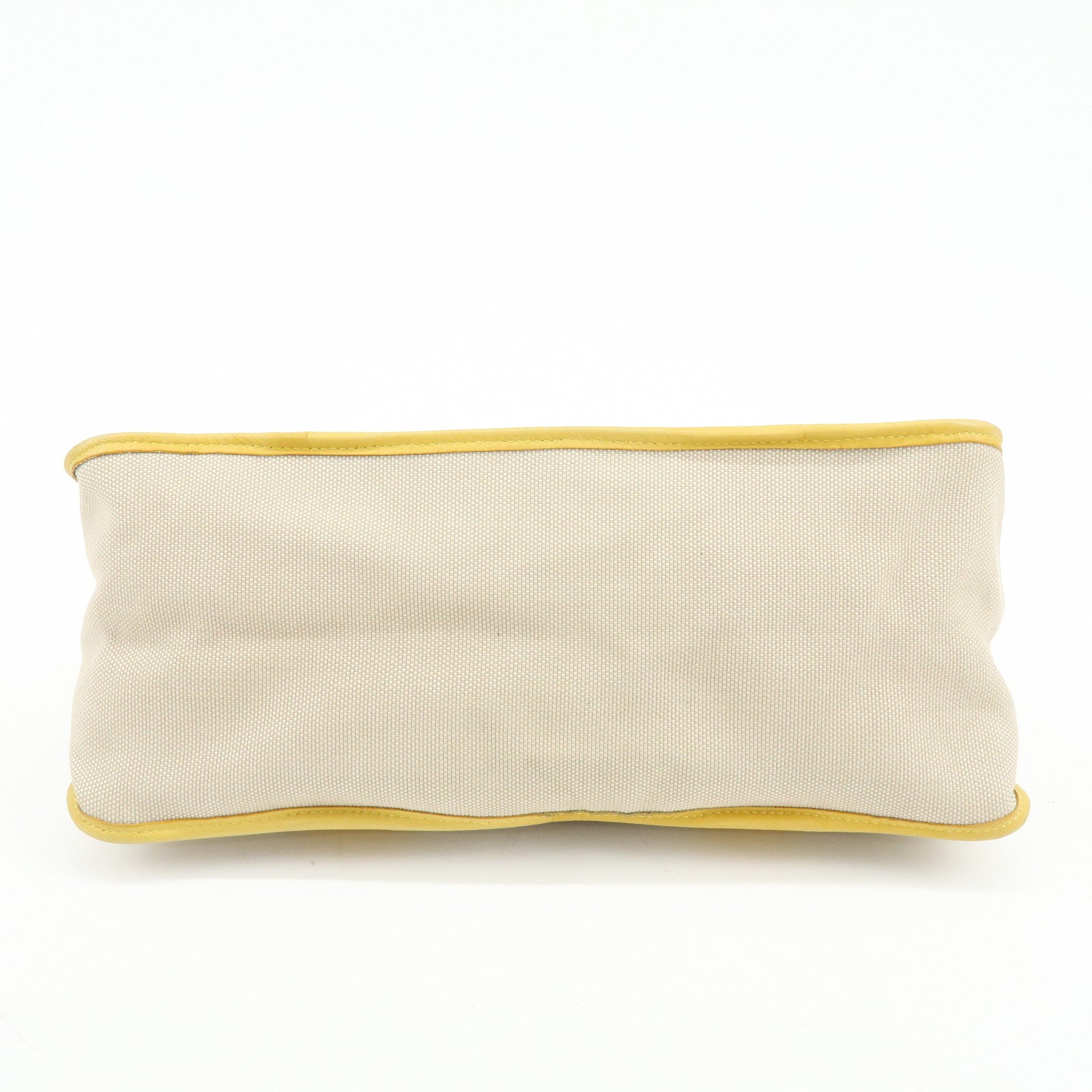 FENDI Zucca Canvas Leather Tote Bag Hand Bag Yellow Beige 8BN141MZH