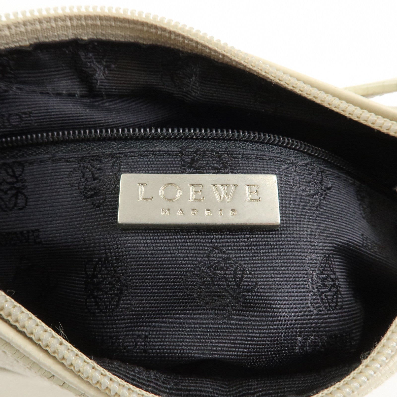 LOEWE Leather Shoulder Bag Hand Bag Ivory