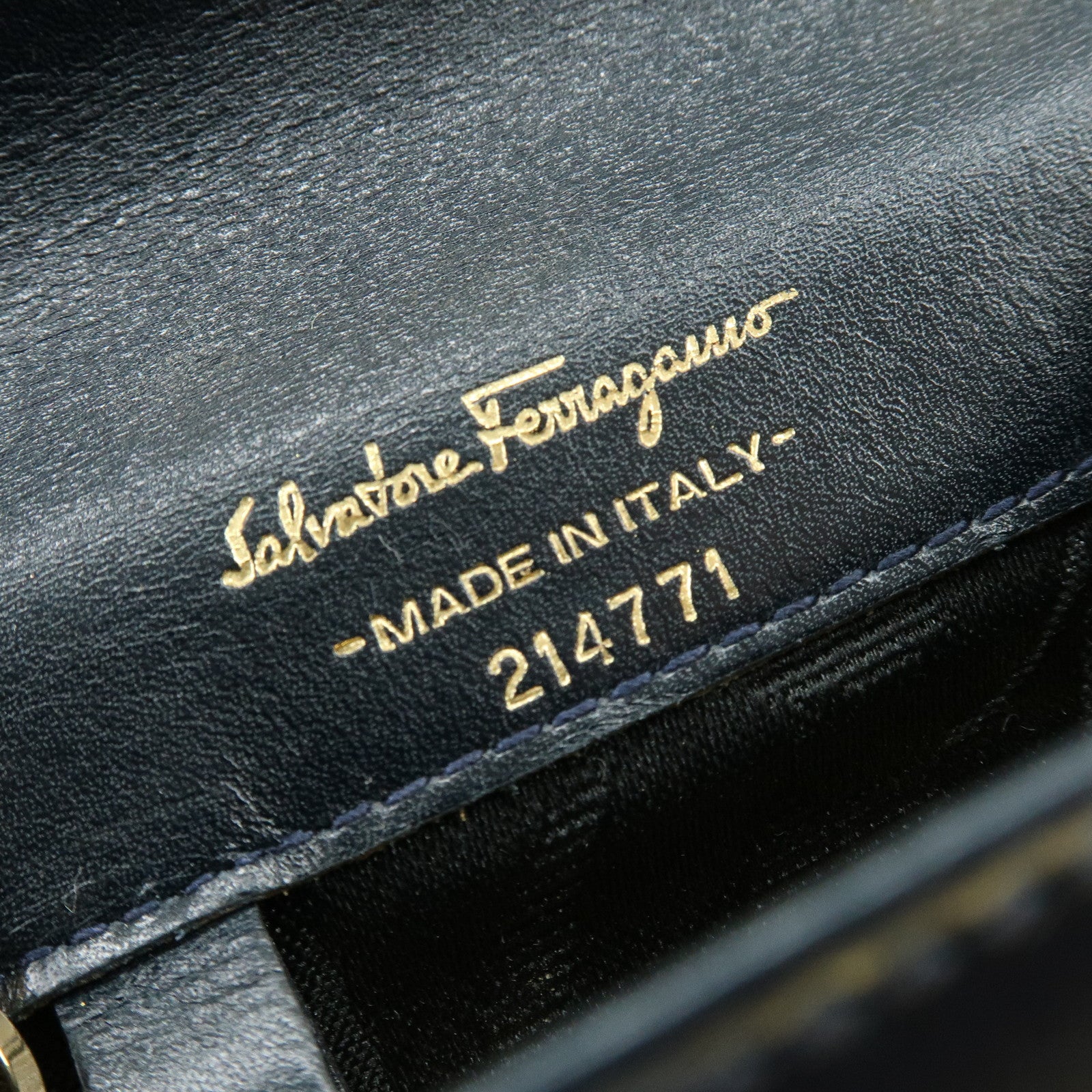 Ferragamo Gancini Leather Mini Shoulder Bag Crossbody Bag Navy