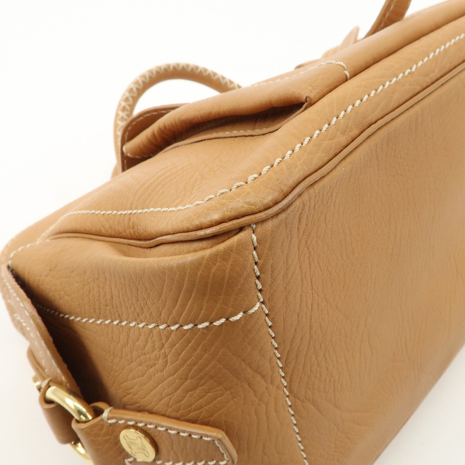 CELINE Leather Boogie Bag Hand Bag Tote Bag Camel